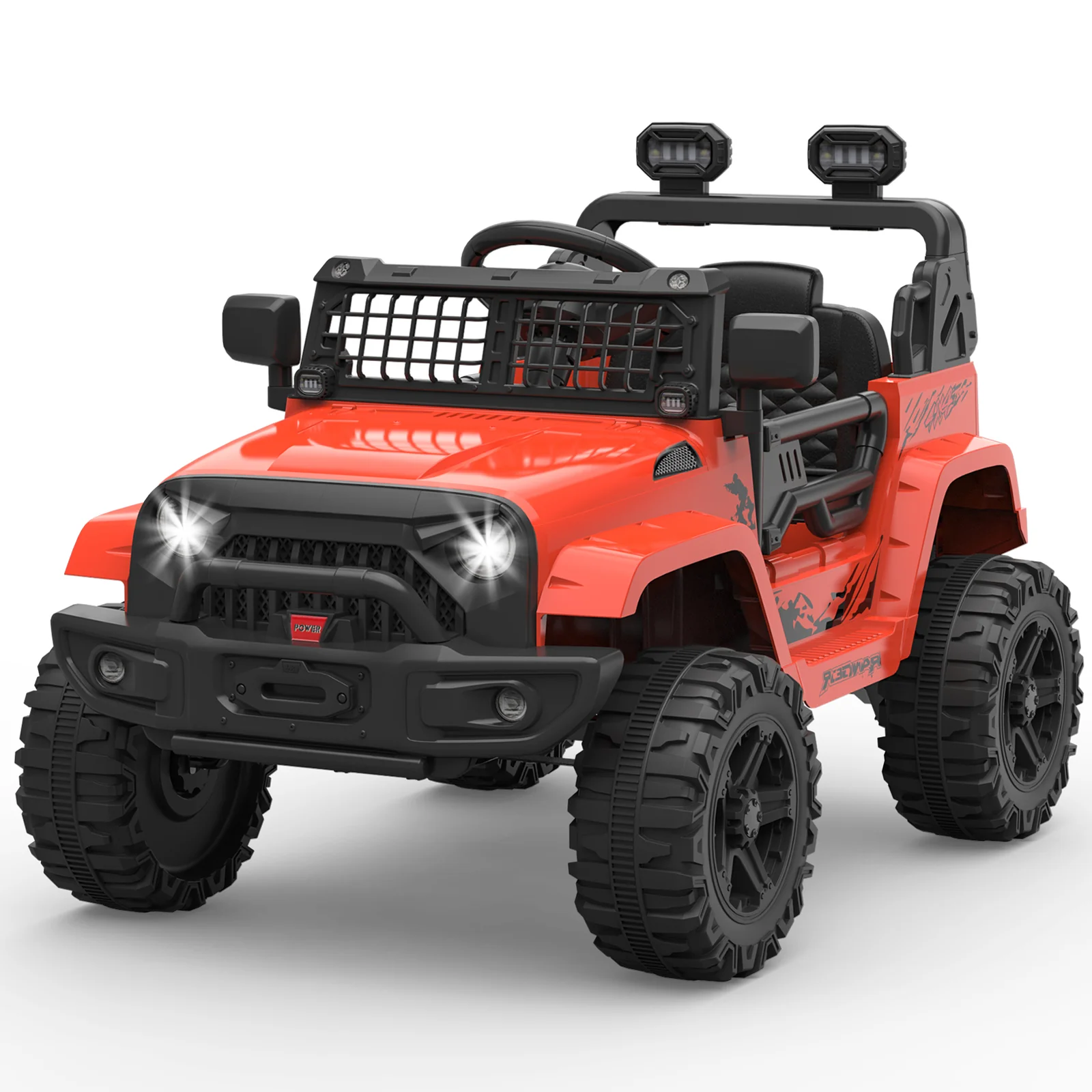 12V Electric Ride-On Truck Car with LED Lights Adjustable Speed 1-Seater