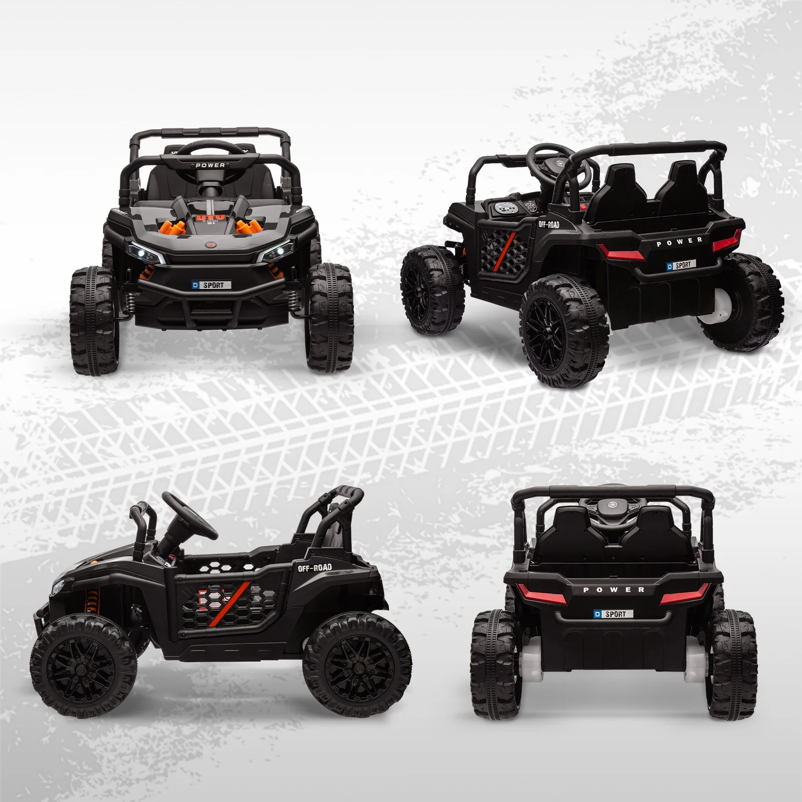 12V Ride-On UTV Truck Toy with 4-Wheel Suspension and Remote Control in Black - Image 11