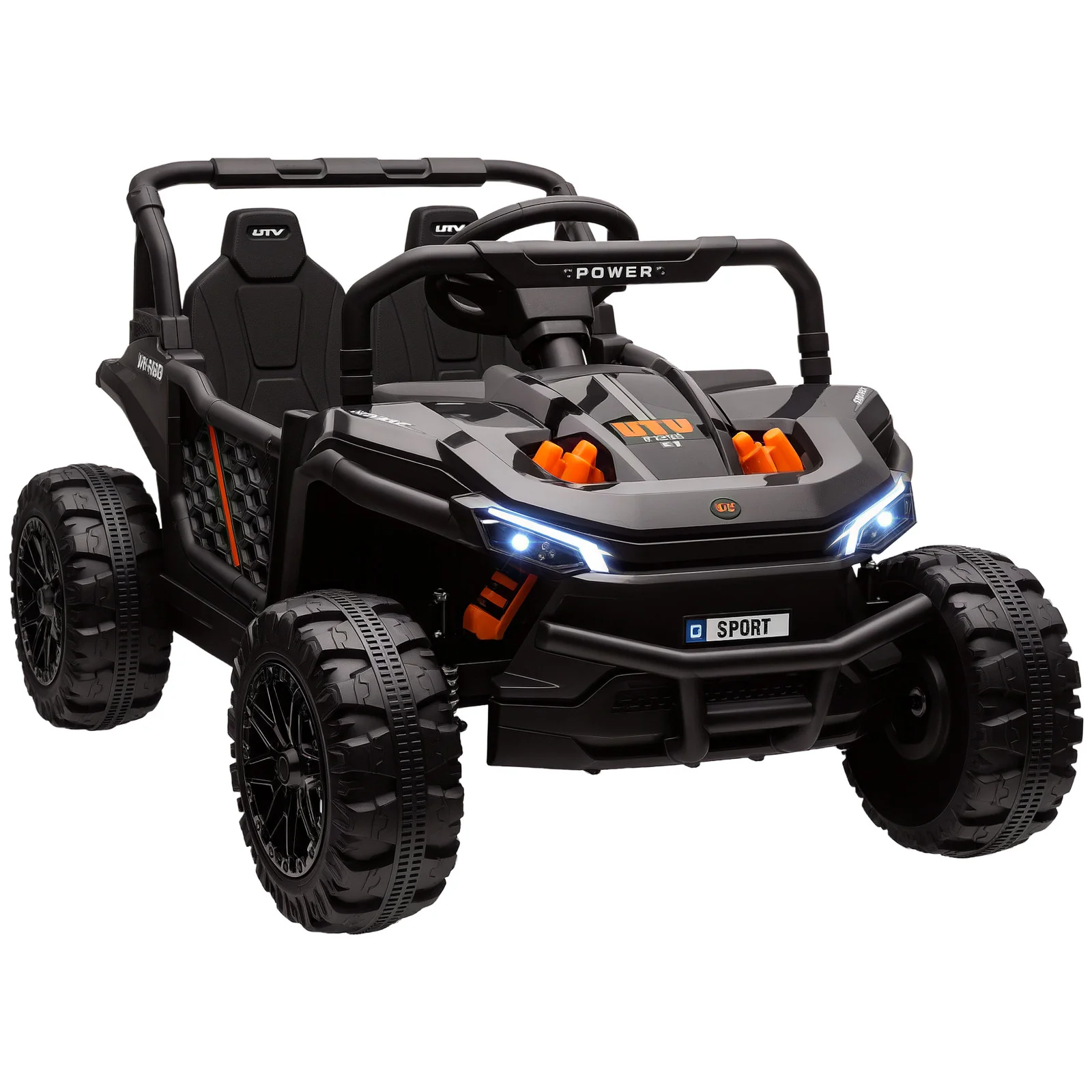 12V Ride-On UTV Truck Toy with 4-Wheel Suspension and Remote Control in Black - Image 3
