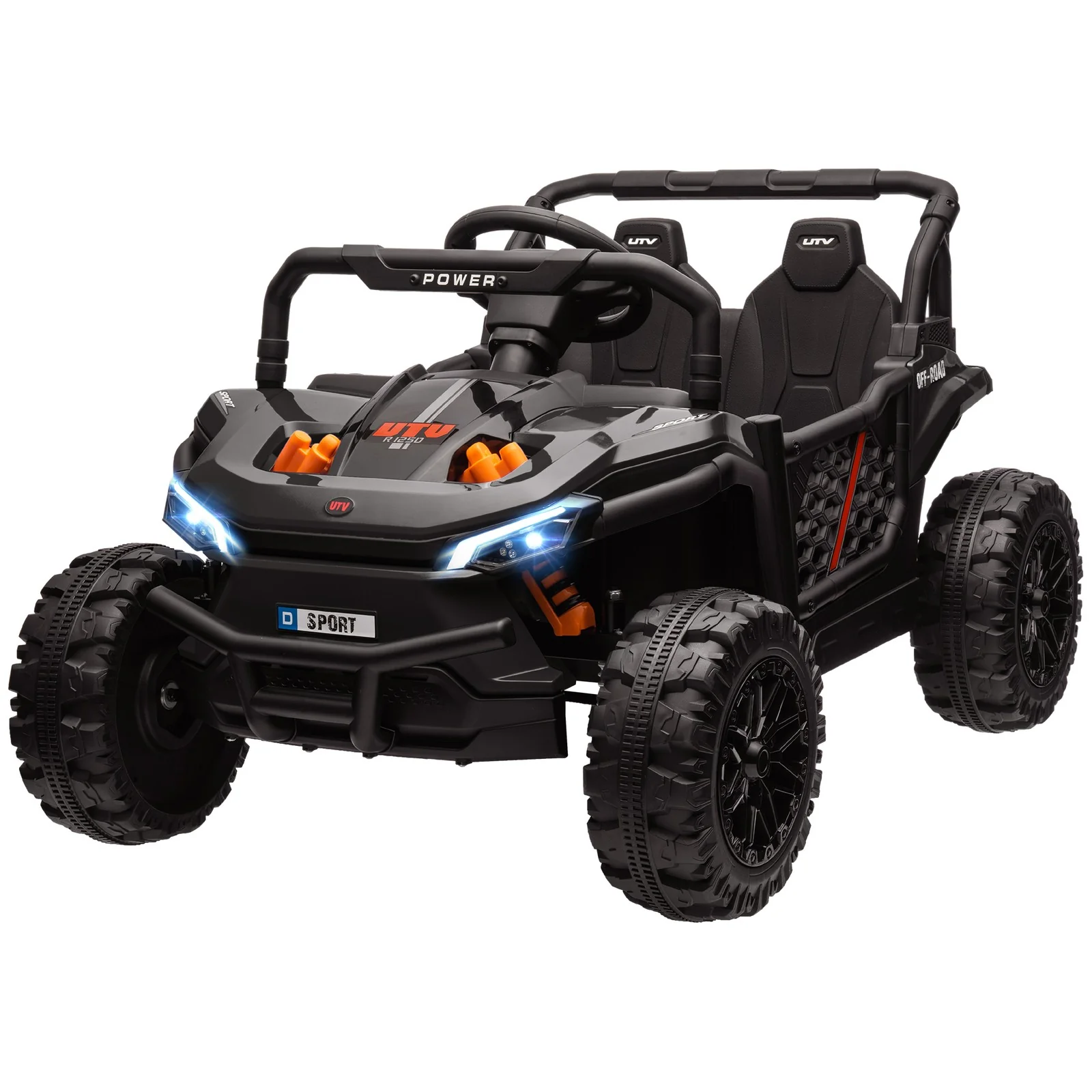 12V Ride-On UTV Truck Toy with 4-Wheel Suspension and Remote Control in Black - Image 4