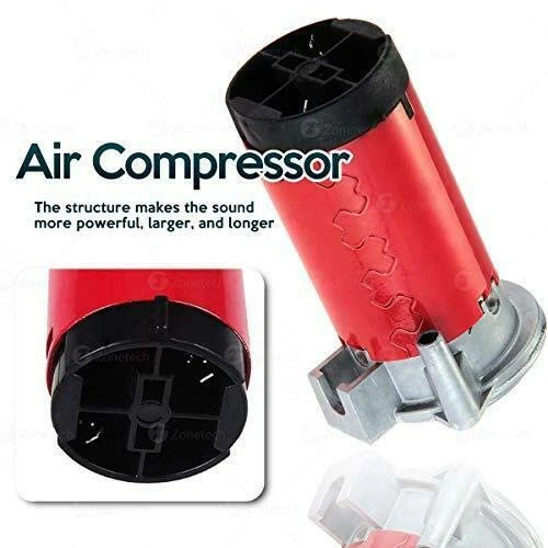 12V Single Trumpet Air Horn with Premium Silver Finish and Alarm Relay Included - Image 3