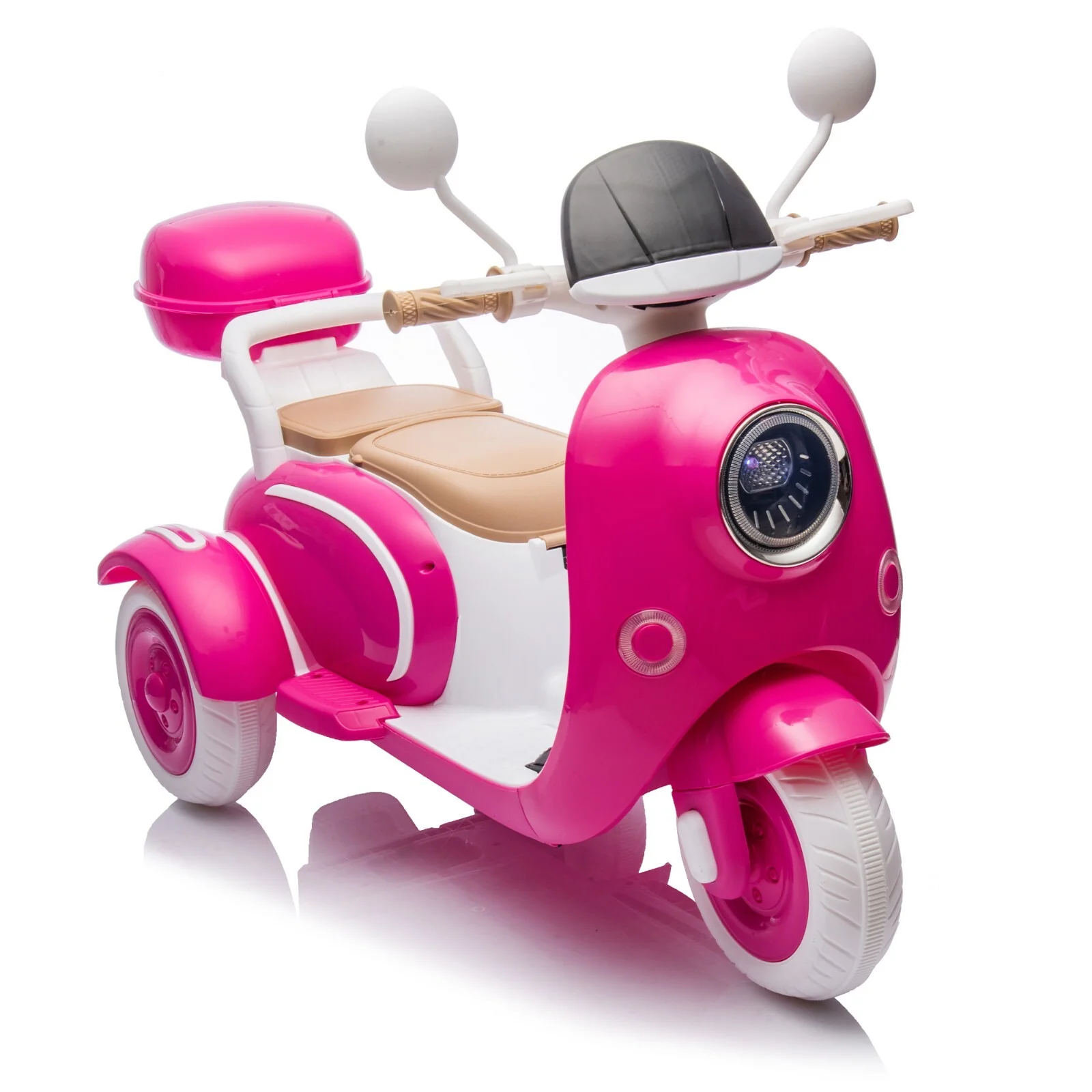 12V Two-Motor Electric Ride-On Motorcycle for Kids Two-Seater Rose Red - Image 5