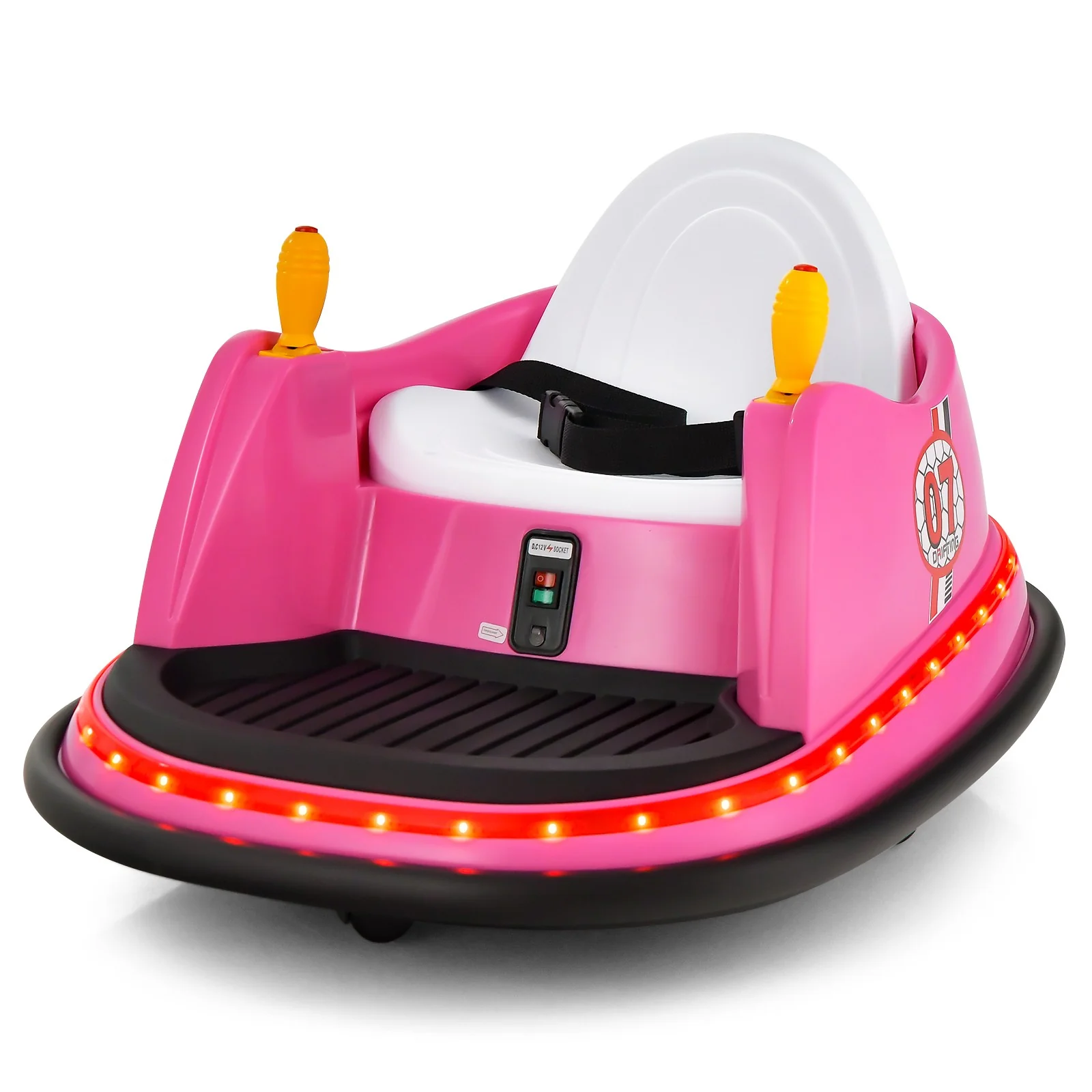 12V Kids Ride-On Bumper Car with 360° Spin and Remote Control, Pink