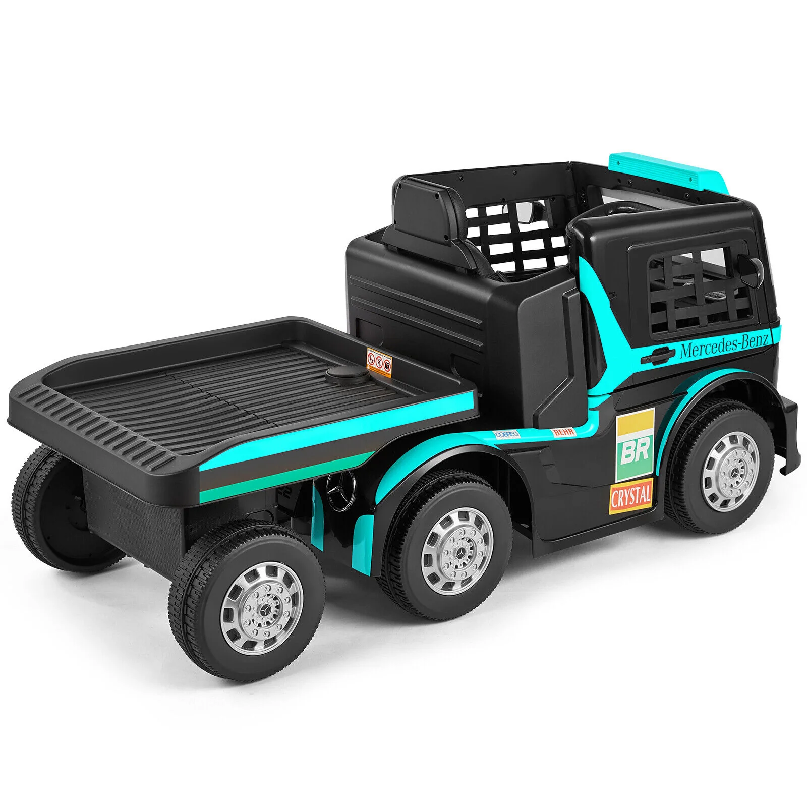 12V10AH Battery Powered Ride-On Truck with Swing Trailer and MP3 Player - 6 Wheels RC Toy for Kids - Image 12