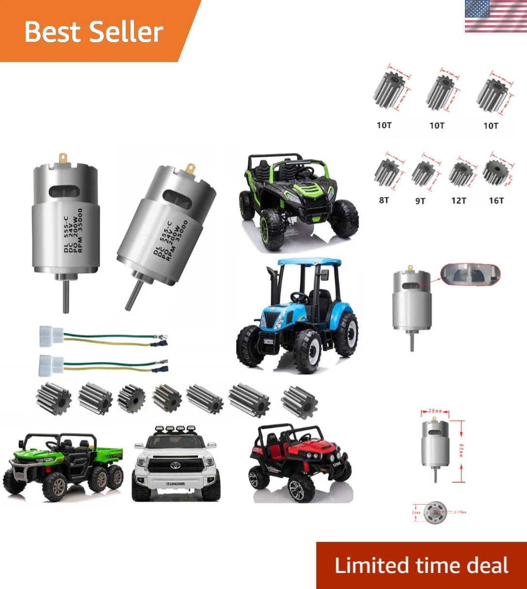 2-Pack 24V RS555 High-Speed 35000RPM Electric Motors for Ride-On Cars - Image 9