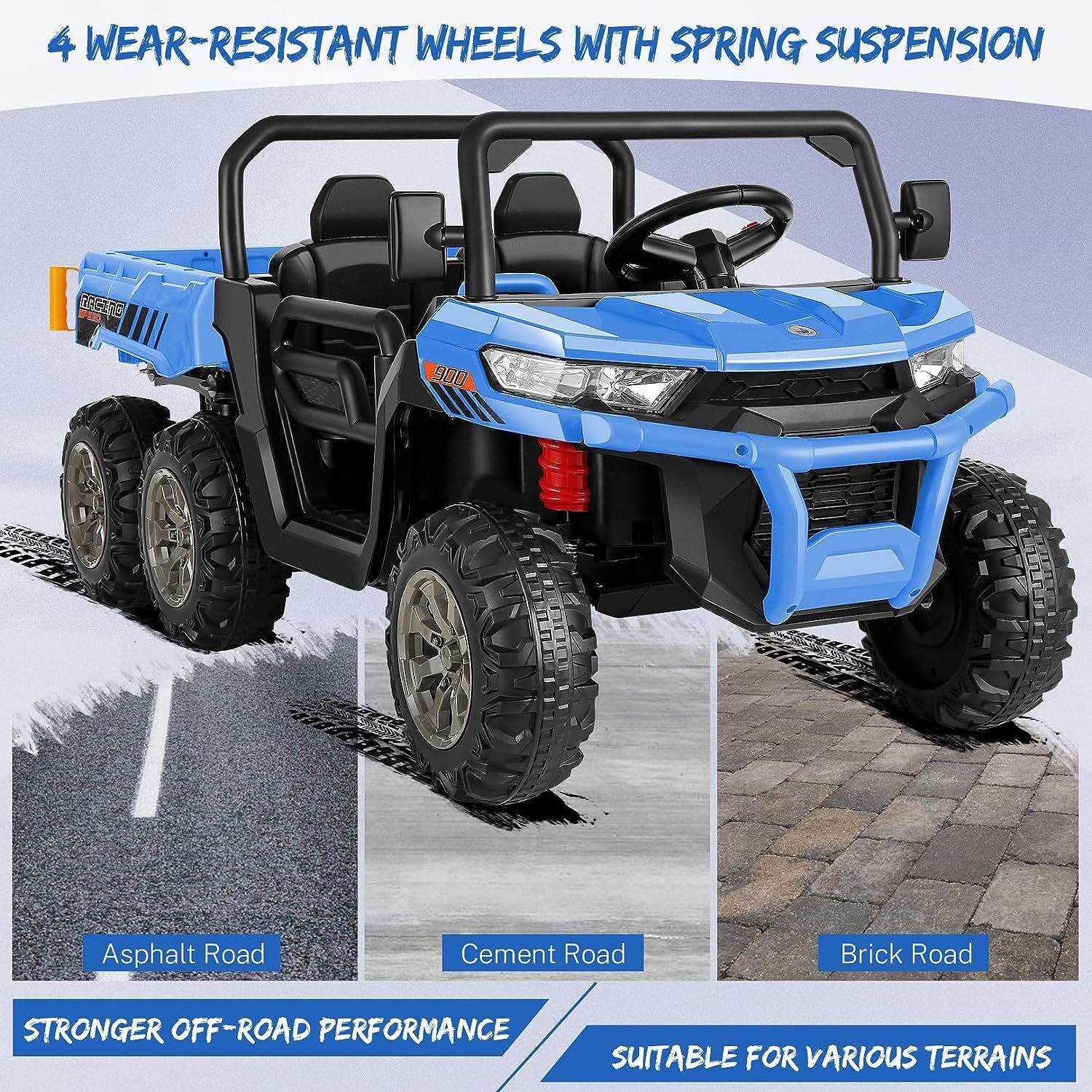2 Seater 24V Dump Truck Ride On Car with Electric Dump Bed & Shovel - Remote Controlled - Image 3