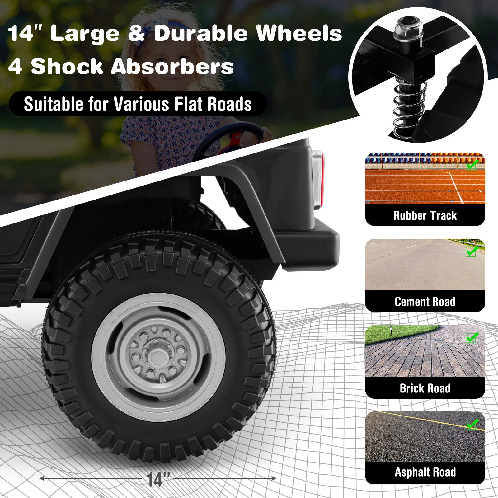 2-Seater Black Battery Powered Ride-On Car with 3-Point Seat Belts and Doors - 12V - Image 7