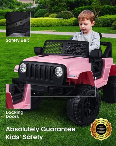 2-Seater Electric Kids Ride-On Truck with Remote Control in Pink