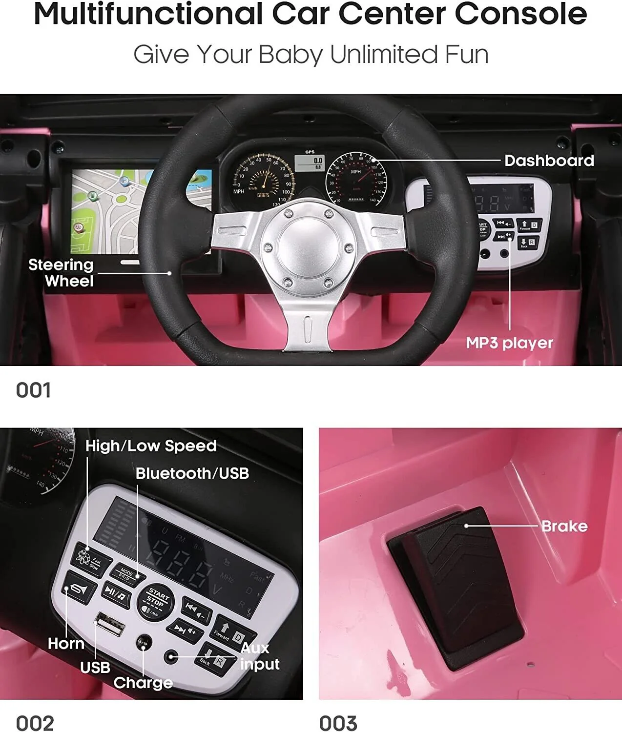 2-Seater Electric Kids Ride-On Truck with Remote Control in Pink - Image 5