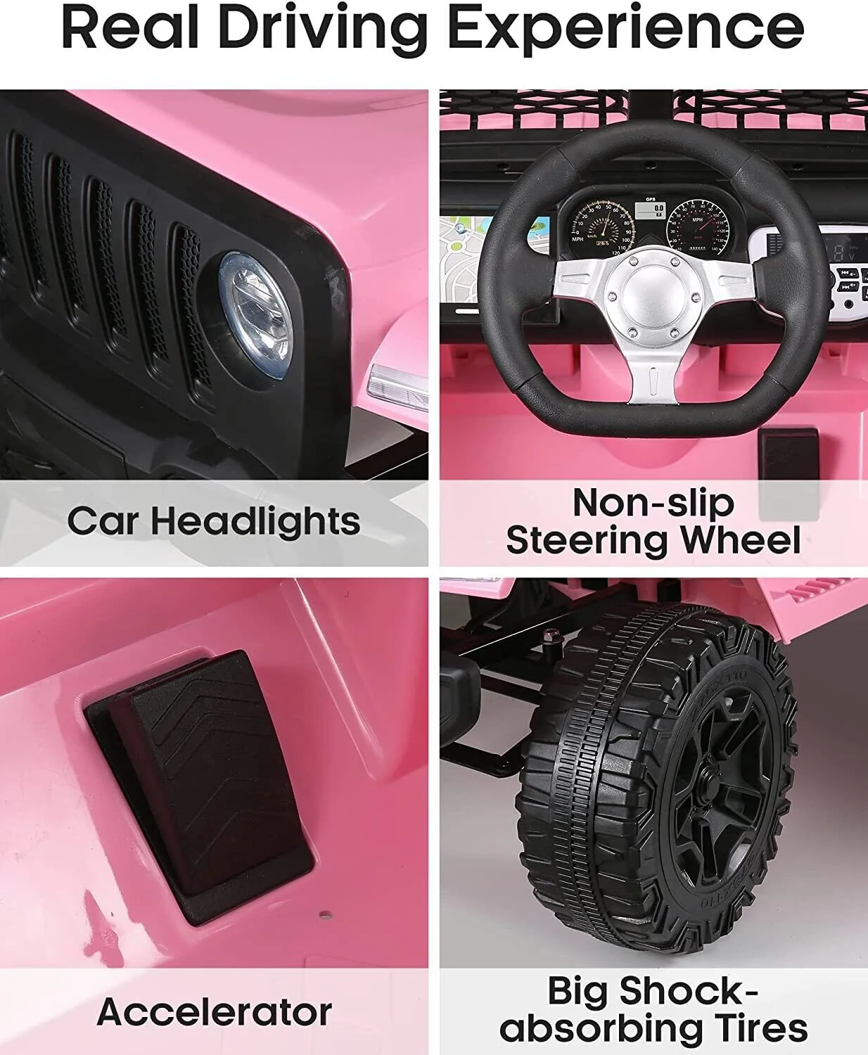 2-Seater Electric Kids Ride-On Truck with Remote Control in Pink - Image 6
