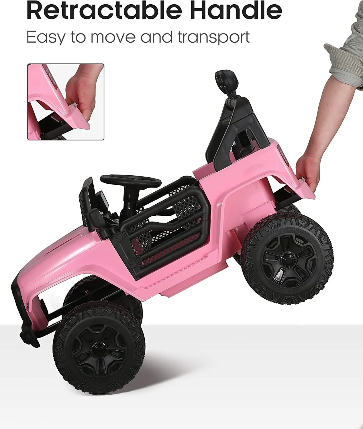2-Seater Electric Kids Ride-On Truck with Remote Control in Pink - Image 7