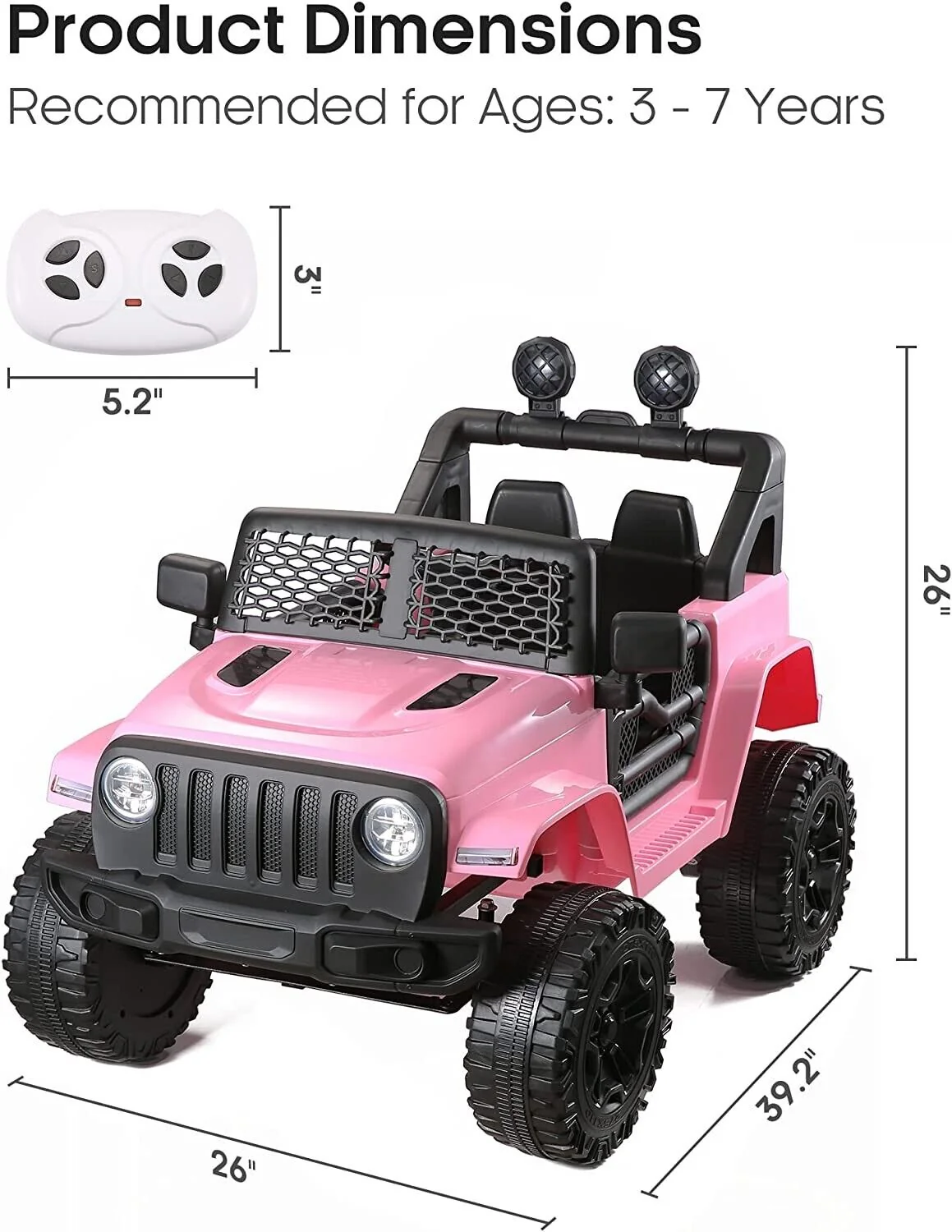 2-Seater Electric Kids Ride-On Truck with Remote Control in Pink - Image 8