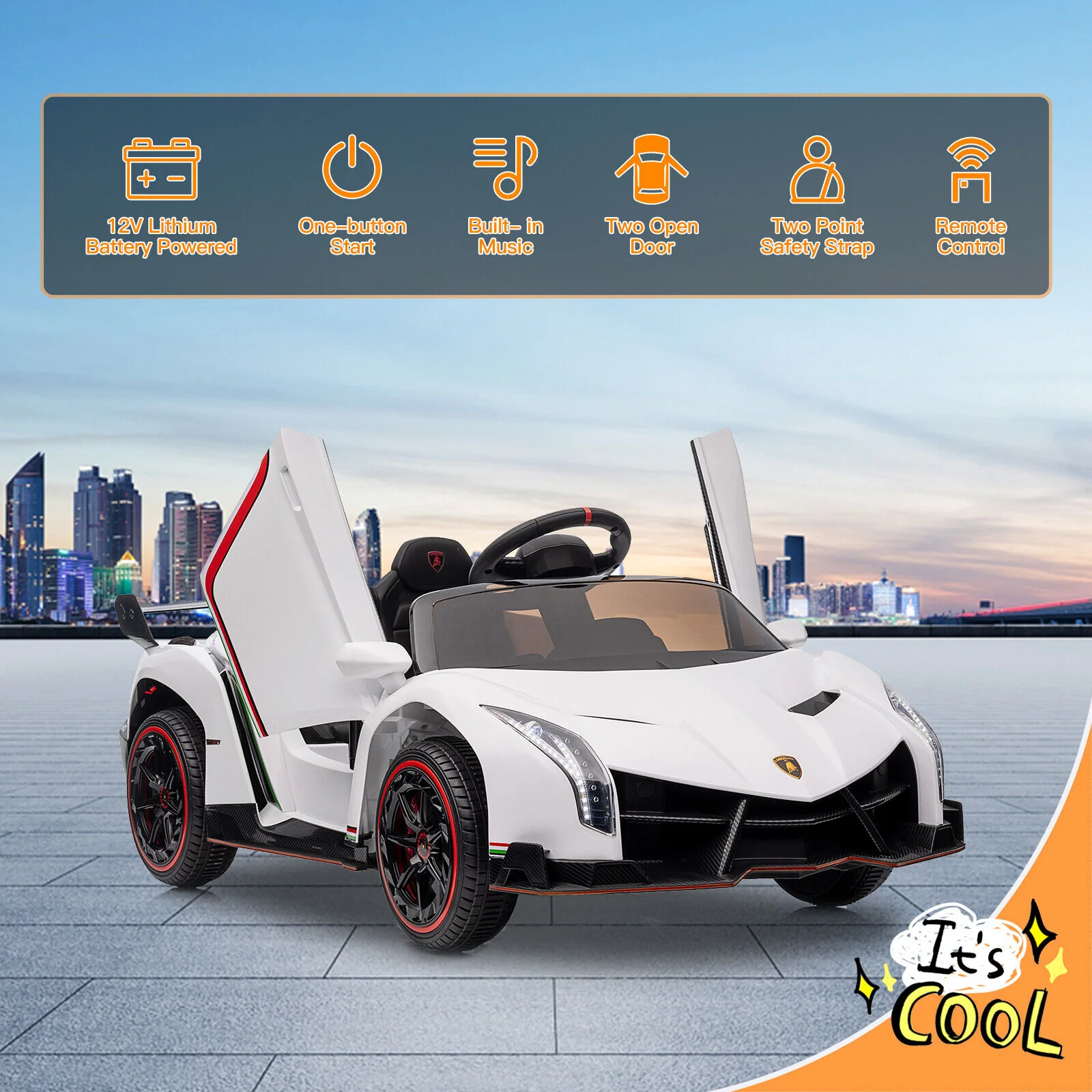 2 Seater Licensed Lamborghini Electric Ride On Car for Kids with Remote Control - 12V - Image 13