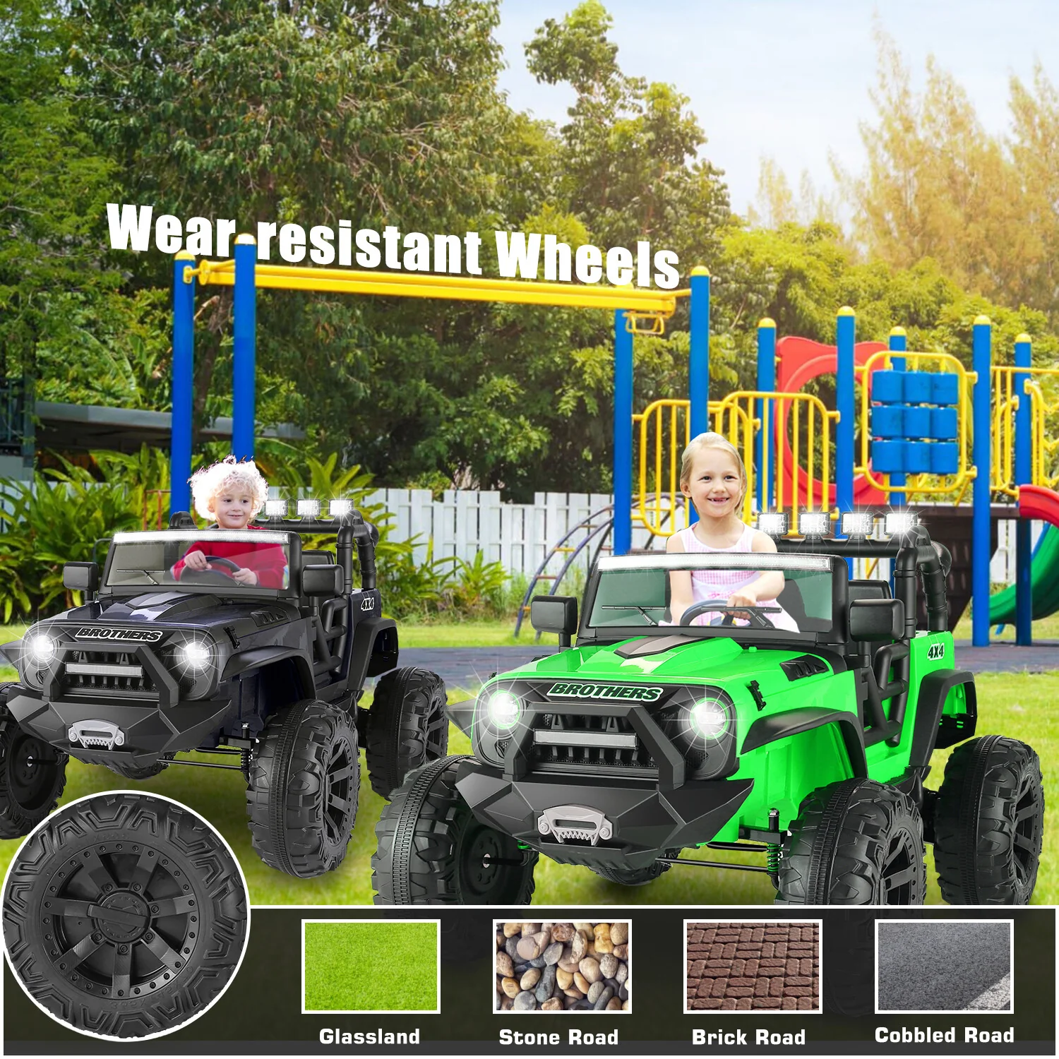 2-Seater 24V 400W Electric Ride-On Jeep Truck for Kids with Remote Control - Image 4