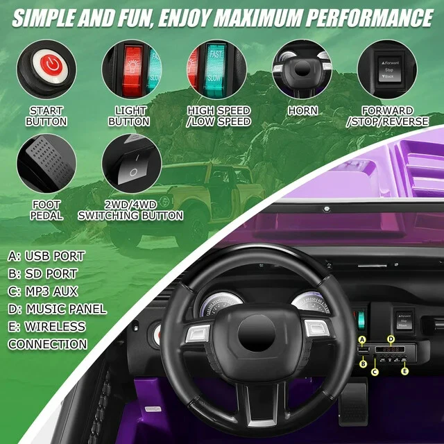 24V 2-Seater Off-Road Electric Ride-On Truck for Kids with 2WD/4WD and Remote Control - Image 6