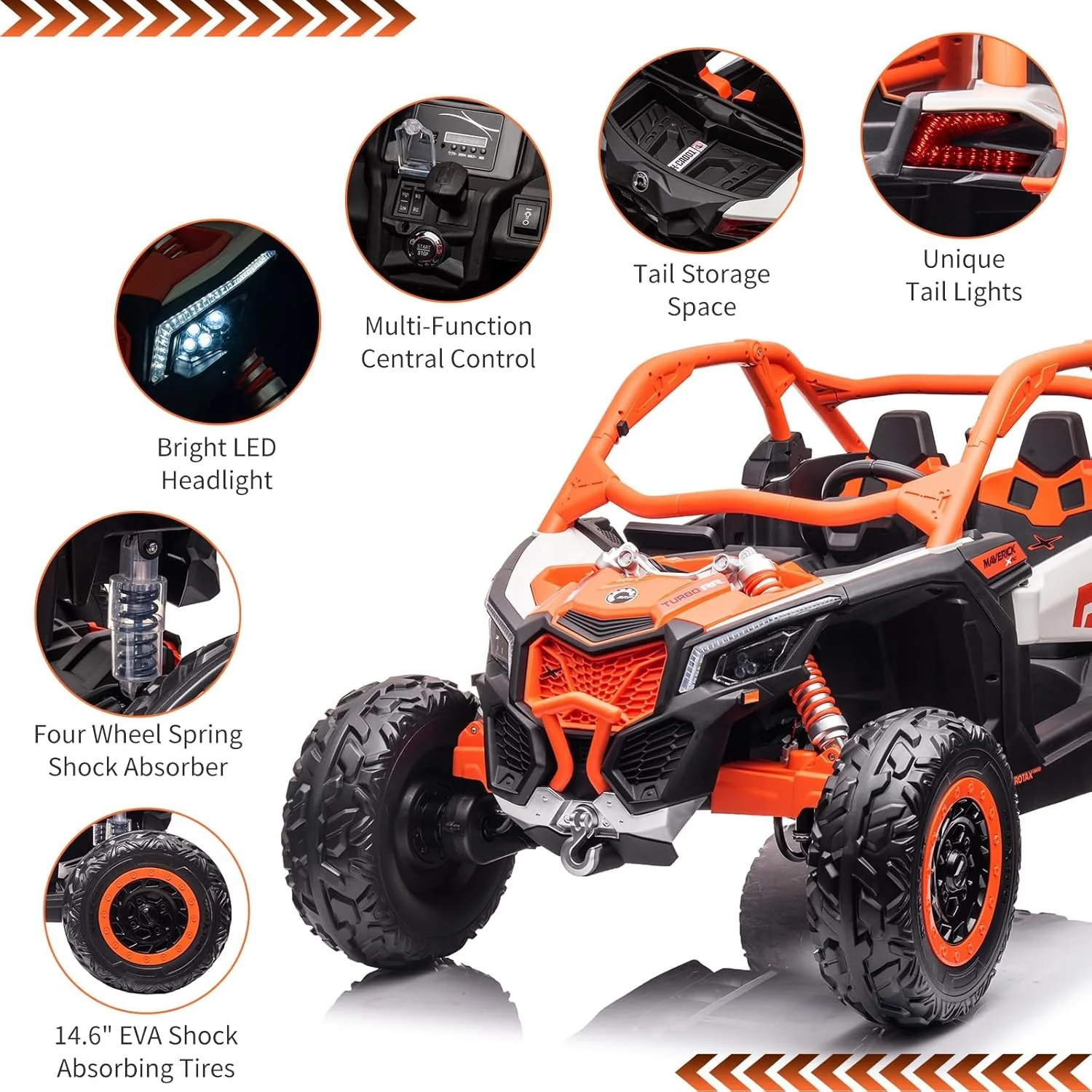 2-Seater Electric 4WD Off-Road UTV Ride-On Car Truck for Kids with Dual 24V Batteries - Image 3