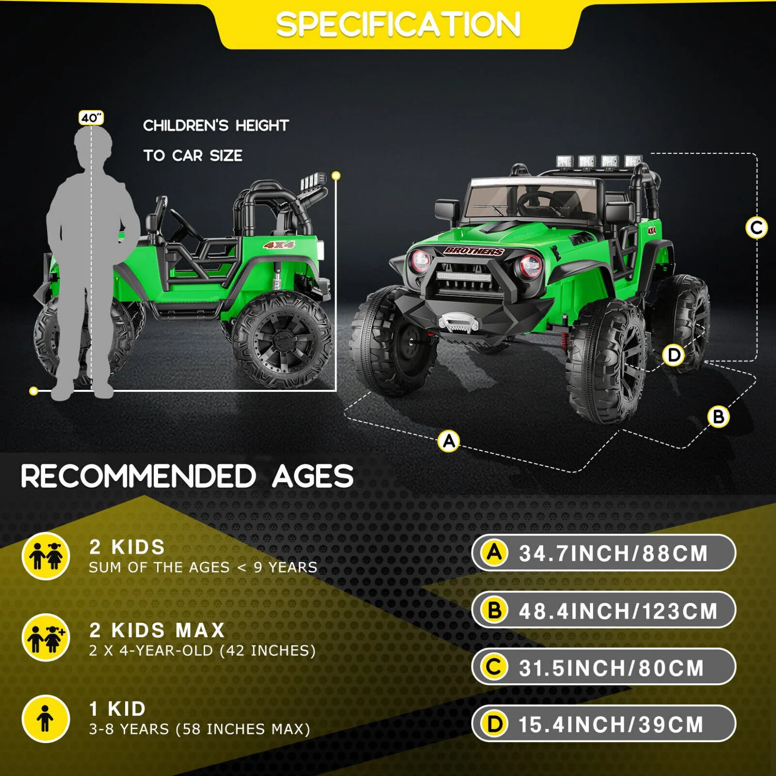 24V 2-Seater Kids Electric Ride-On Truck Car with Music and Remote Control - Image 7