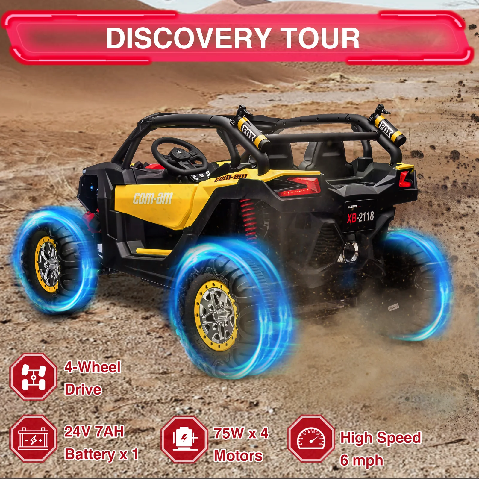 24V 2-Seater Kids Ride-On UTV Car with Remote Control 4WD Powerful Electric Vehicle - Image 21