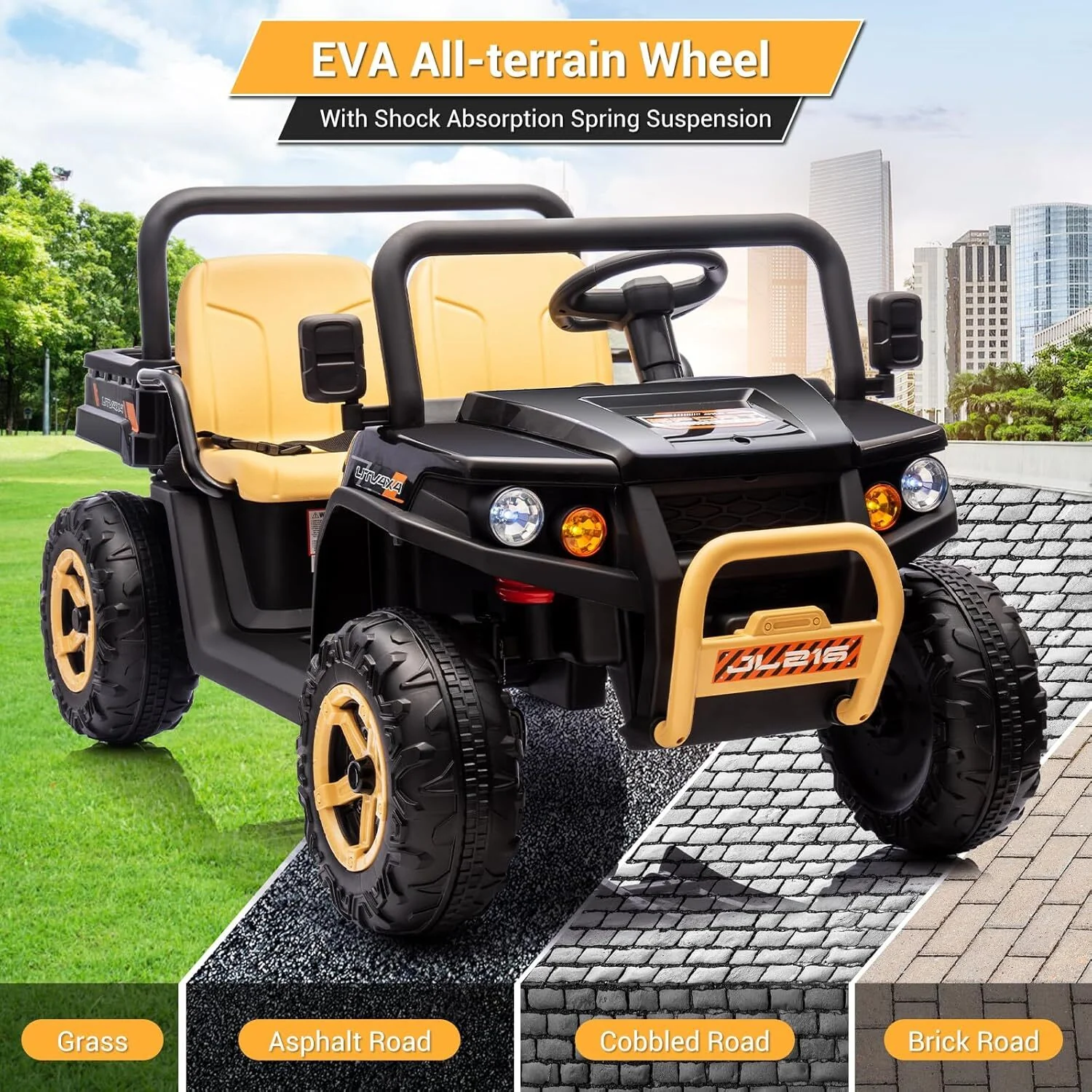 24V 2-Seater Electric Off-Road UTV Ride-On Truck for Kids with Remote Control and 4WD - Image 20