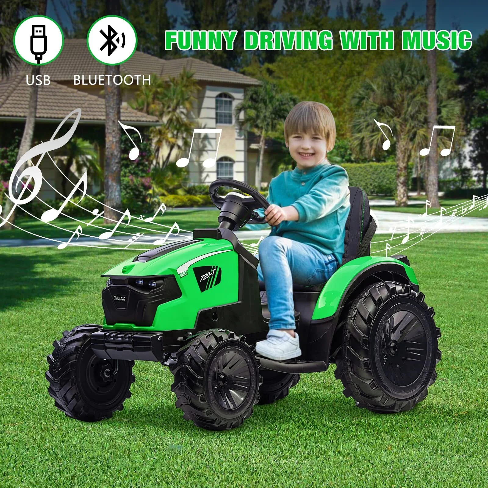 24V 3-in-1 Kids Electric Ride-On Tractor Excavator Bulldozer Vehicle with Trailer - Image 9