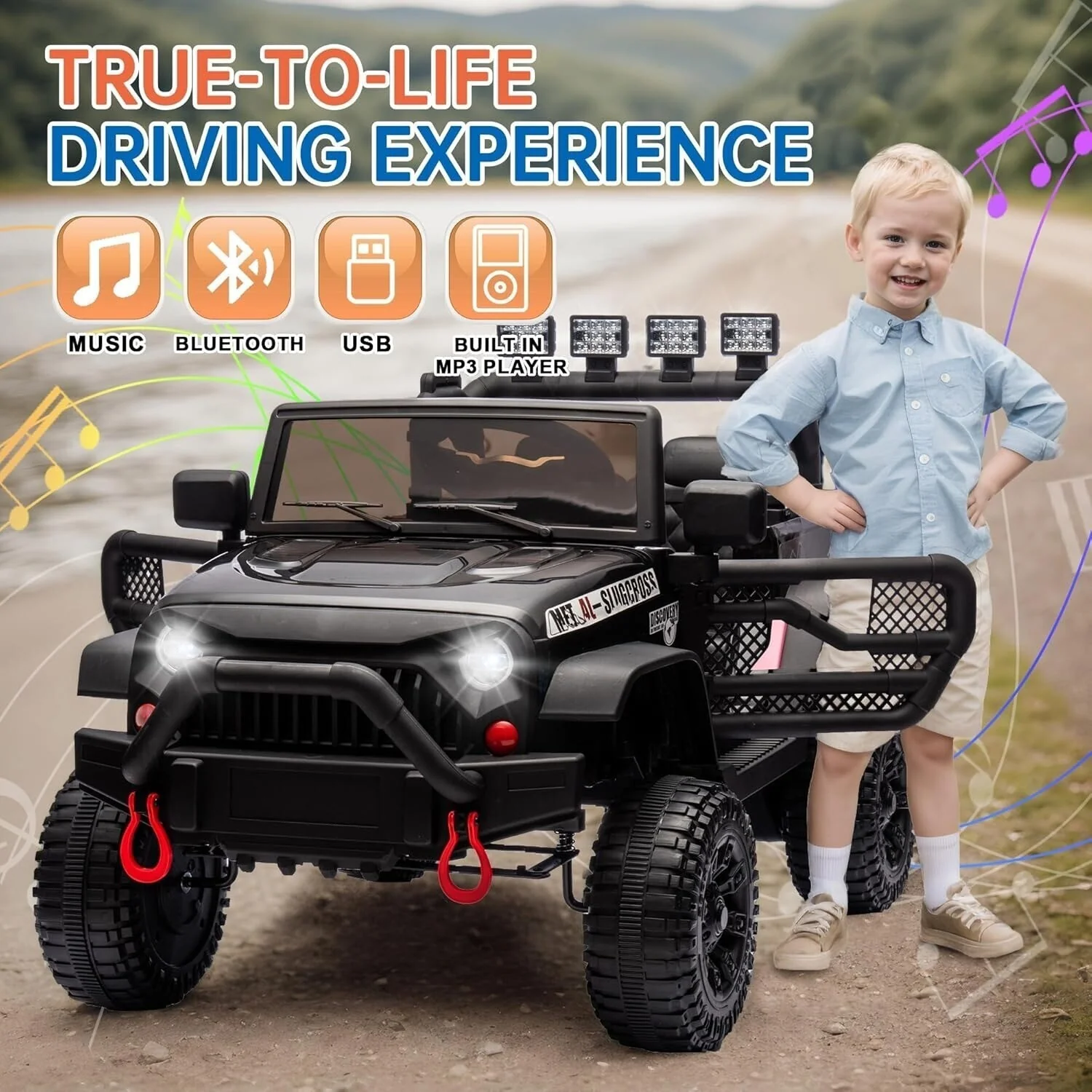 24V 400W Electric Kids Ride-On Jeep Car Toy with Four-Wheel Suspension, Remote Control, and MP3 Player