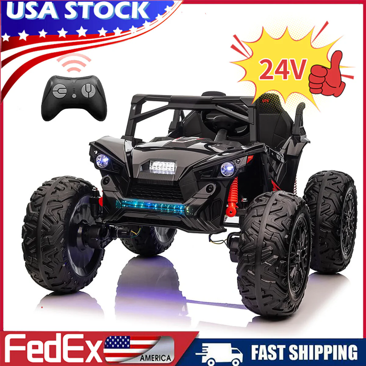 24V 400W Kids 2-Seat Electric Off-Road UTV Ride-On Car with Remote Control