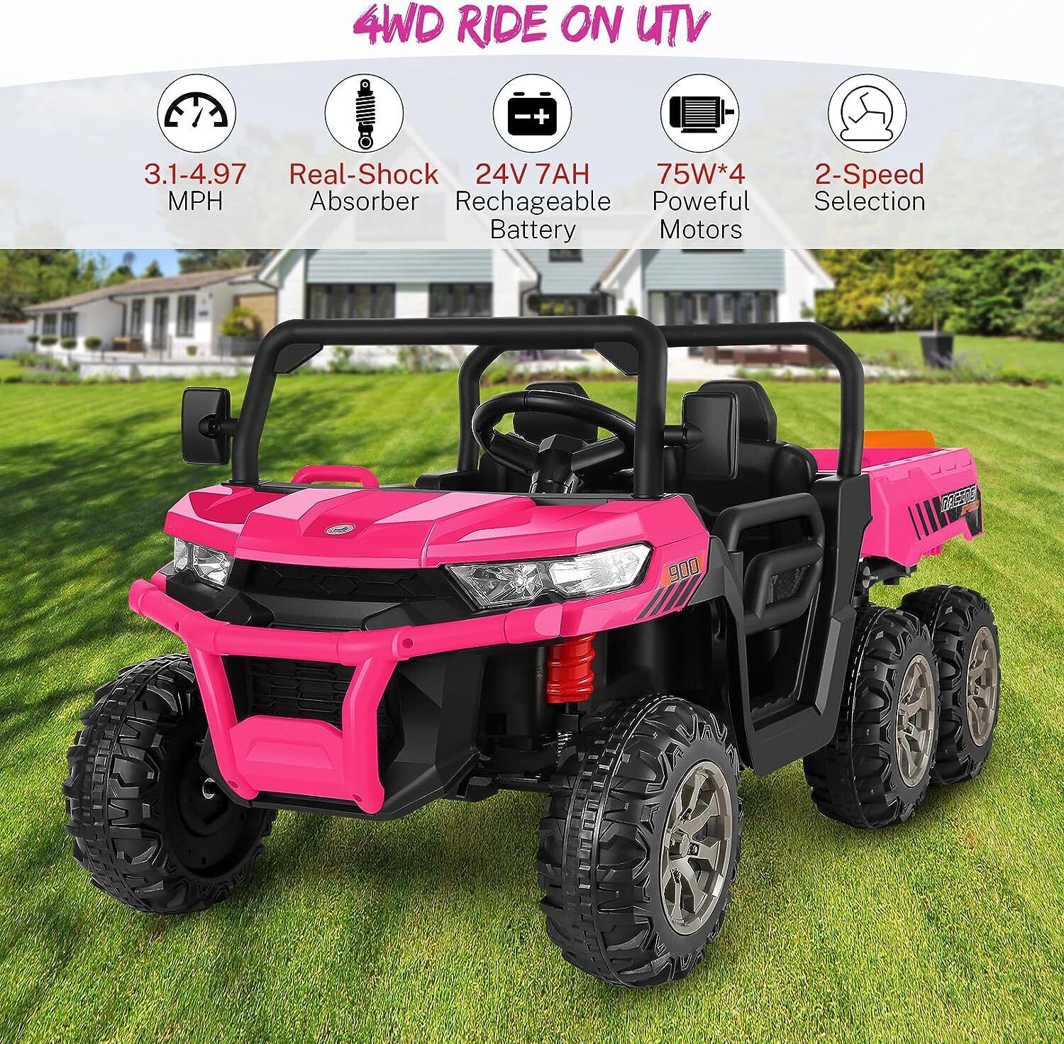 24V 4WD Kids Electric Car with Remote Control and Dump Bed - 2 Seater Ride-On Vehicle - Image 15