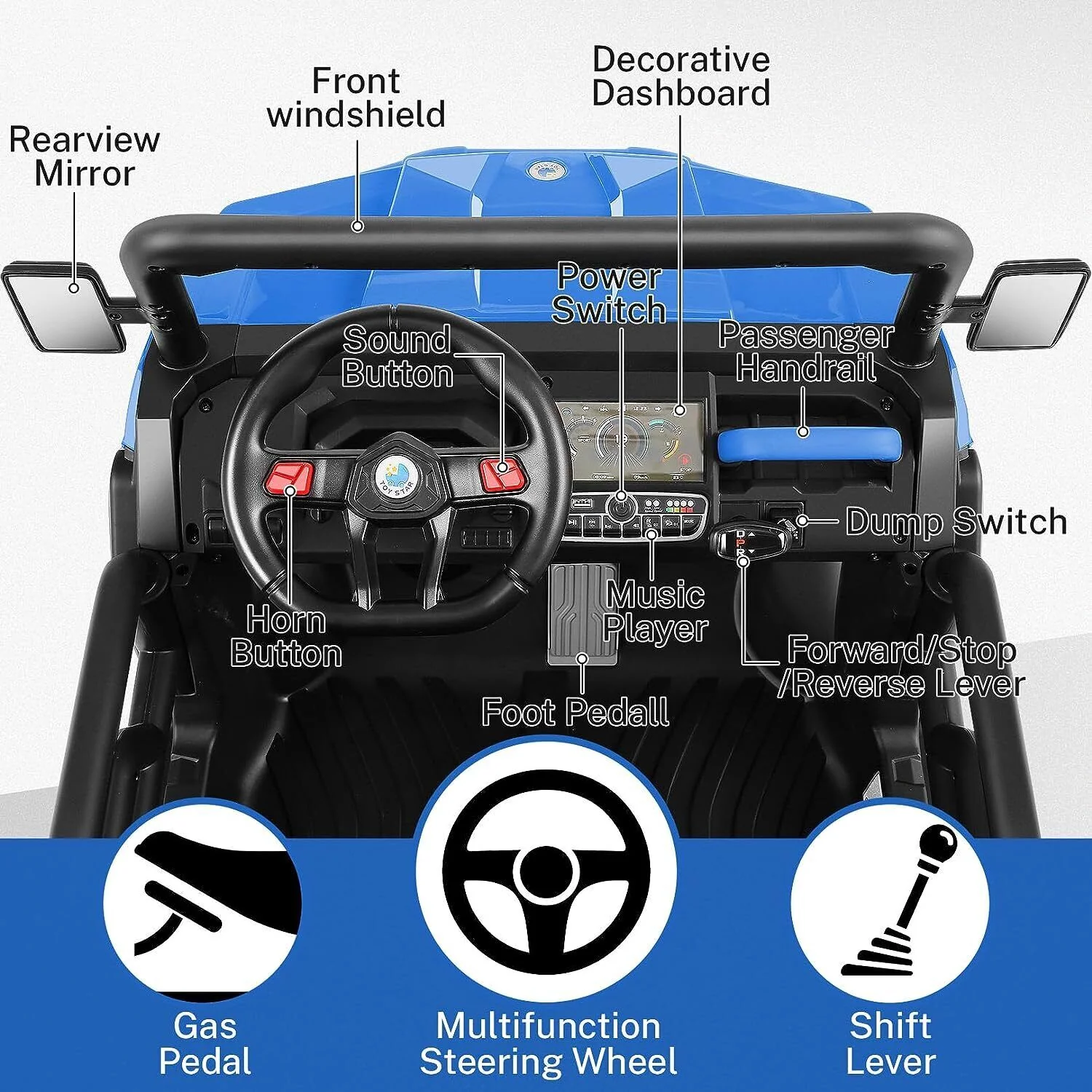 24V 4WD Kids Electric Car with Remote Control and Dump Bed - 2 Seater Ride-On Vehicle - Image 18