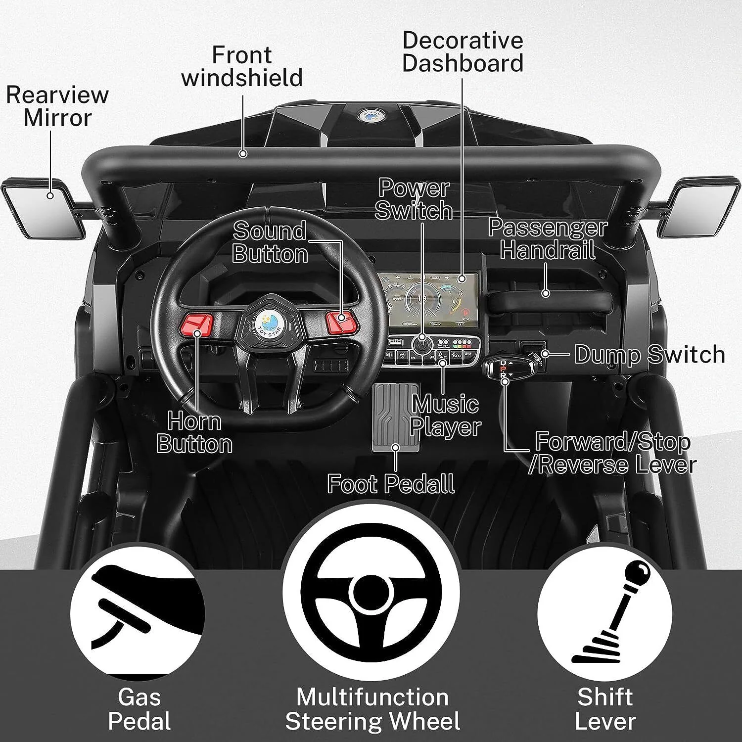 24V 4WD Kids Electric Car with Remote Control and Dump Bed - 2 Seater Ride-On Vehicle - Image 24