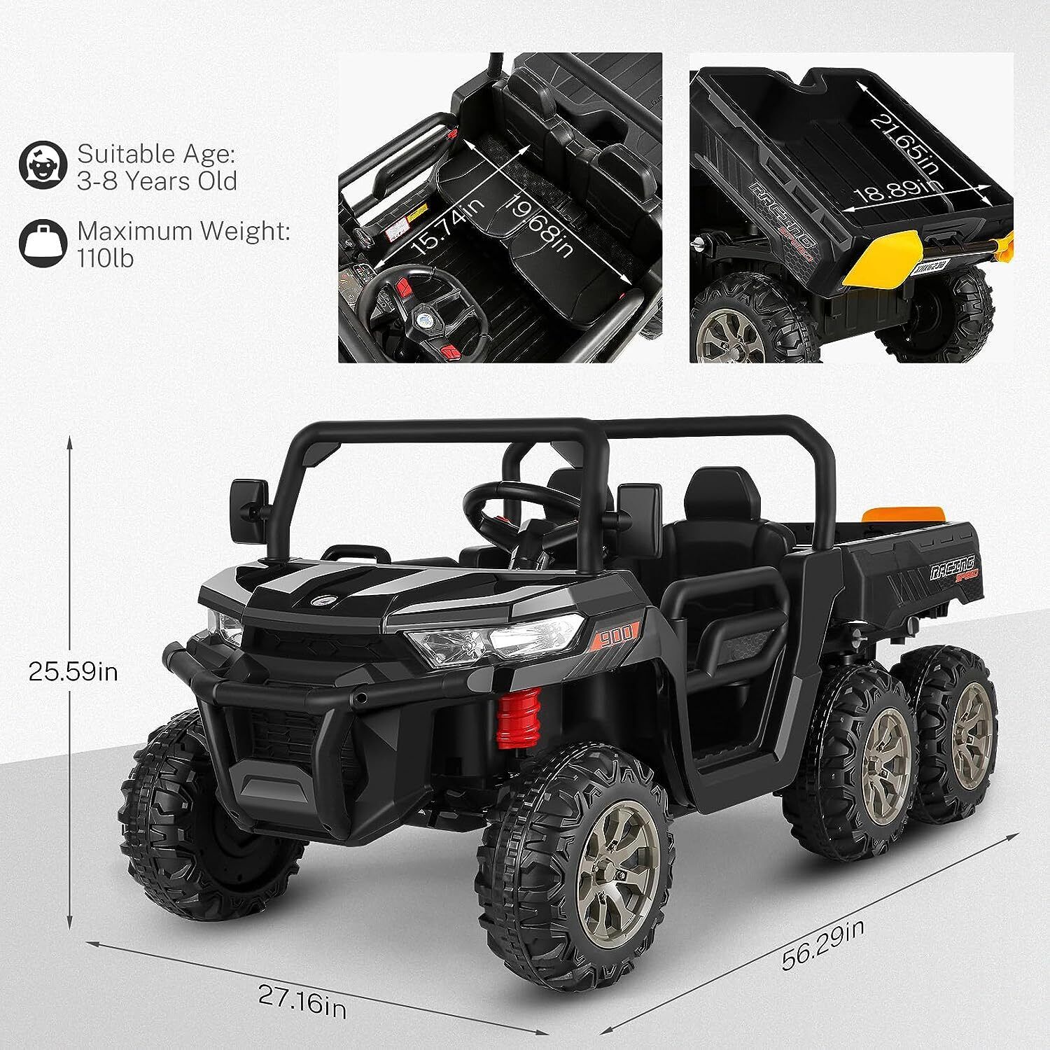24V 4WD Kids Electric Car with Remote Control and Dump Bed - 2 Seater Ride-On Vehicle - Image 27