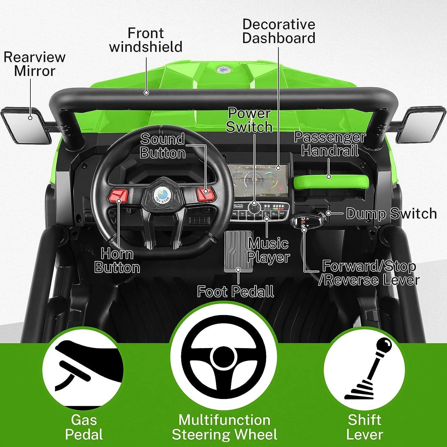 24V 4WD Kids Electric Car with Remote Control and Dump Bed - 2 Seater Ride-On Vehicle - Image 30