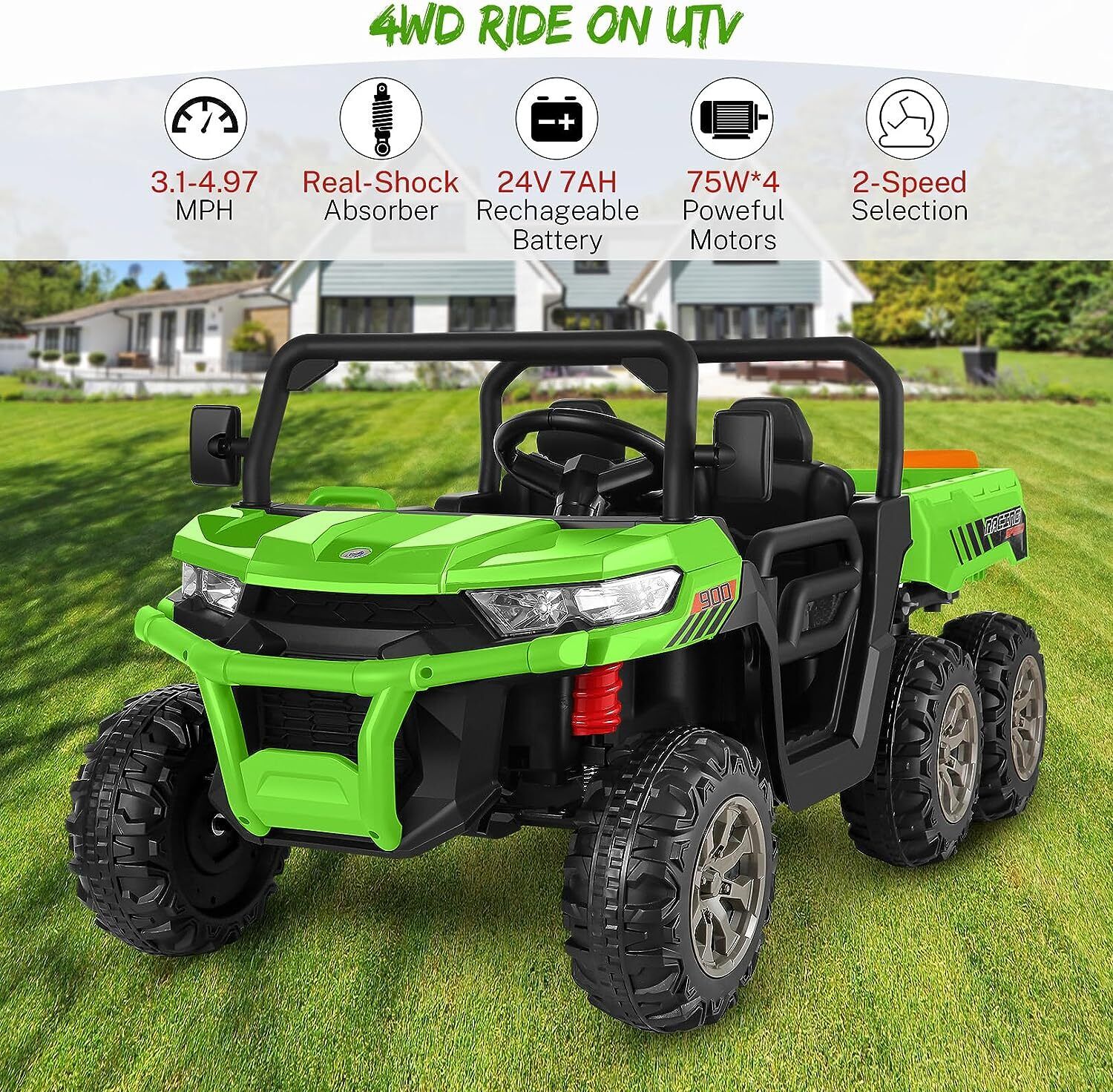 24V 4WD Kids Electric Car with Remote Control and Dump Bed - 2 Seater Ride-On Vehicle - Image 31