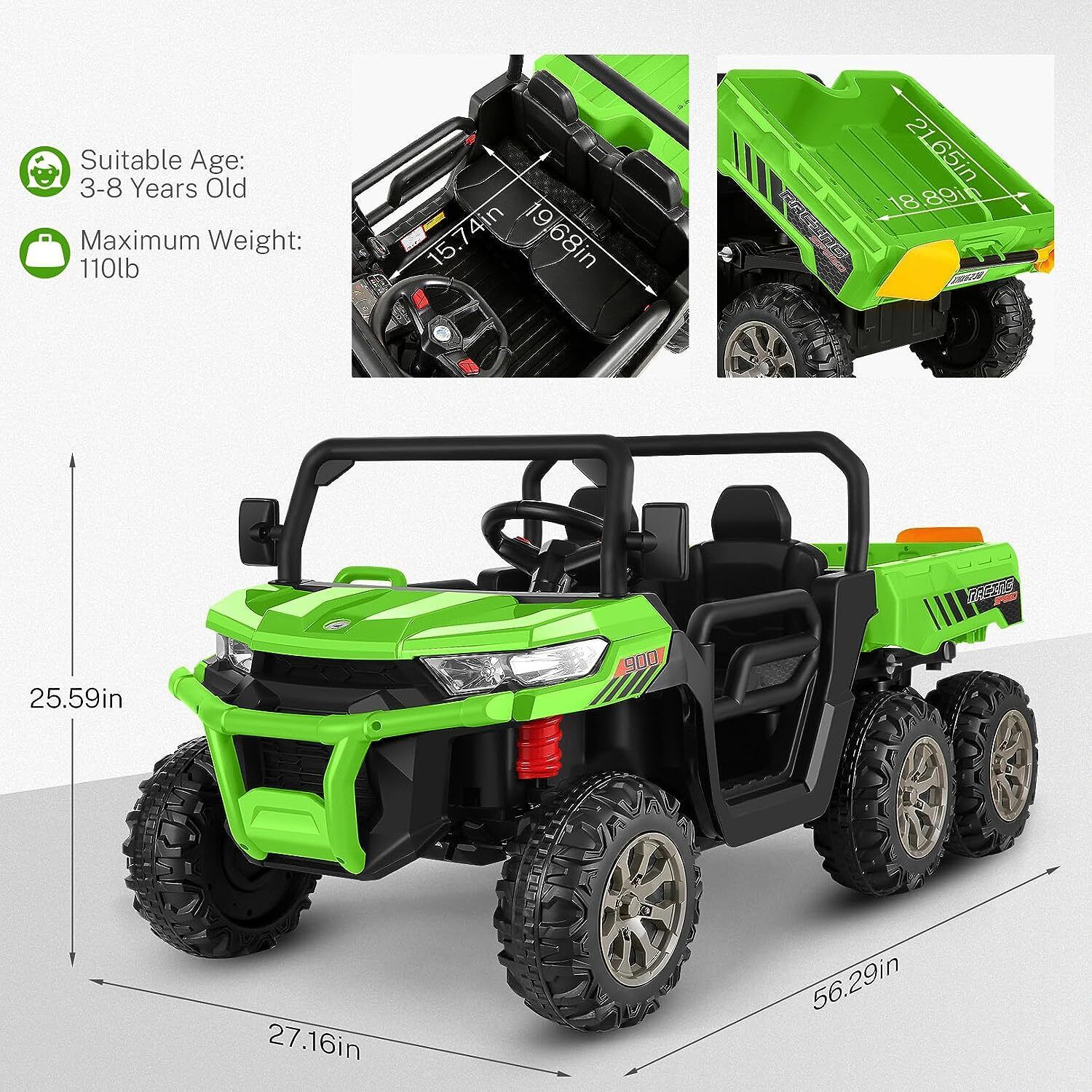 24V 4WD Kids Electric Car with Remote Control and Dump Bed - 2 Seater Ride-On Vehicle - Image 33