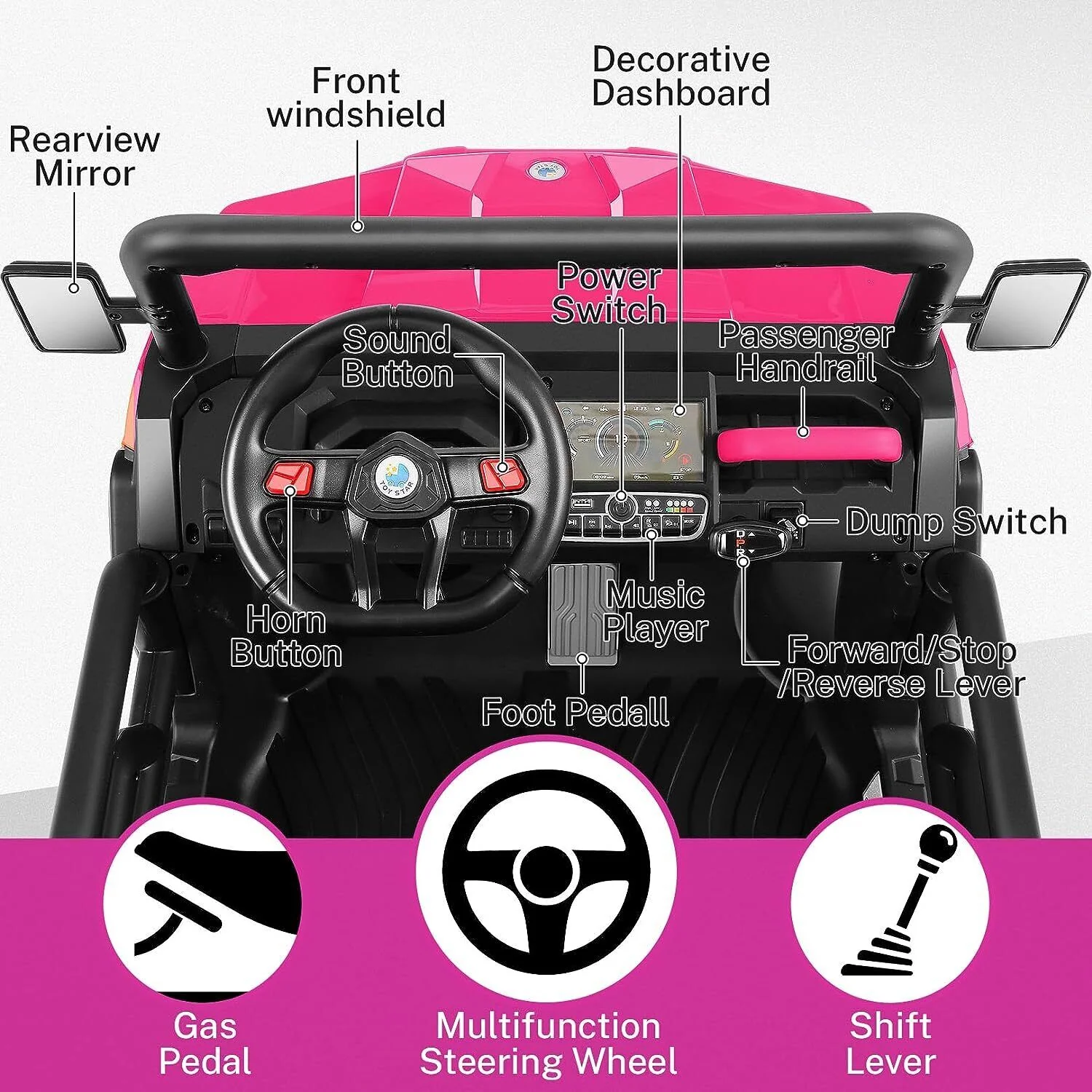 24V 4WD Kids Electric Car with Remote Control and Dump Bed - 2 Seater Ride-On Vehicle - Image 36