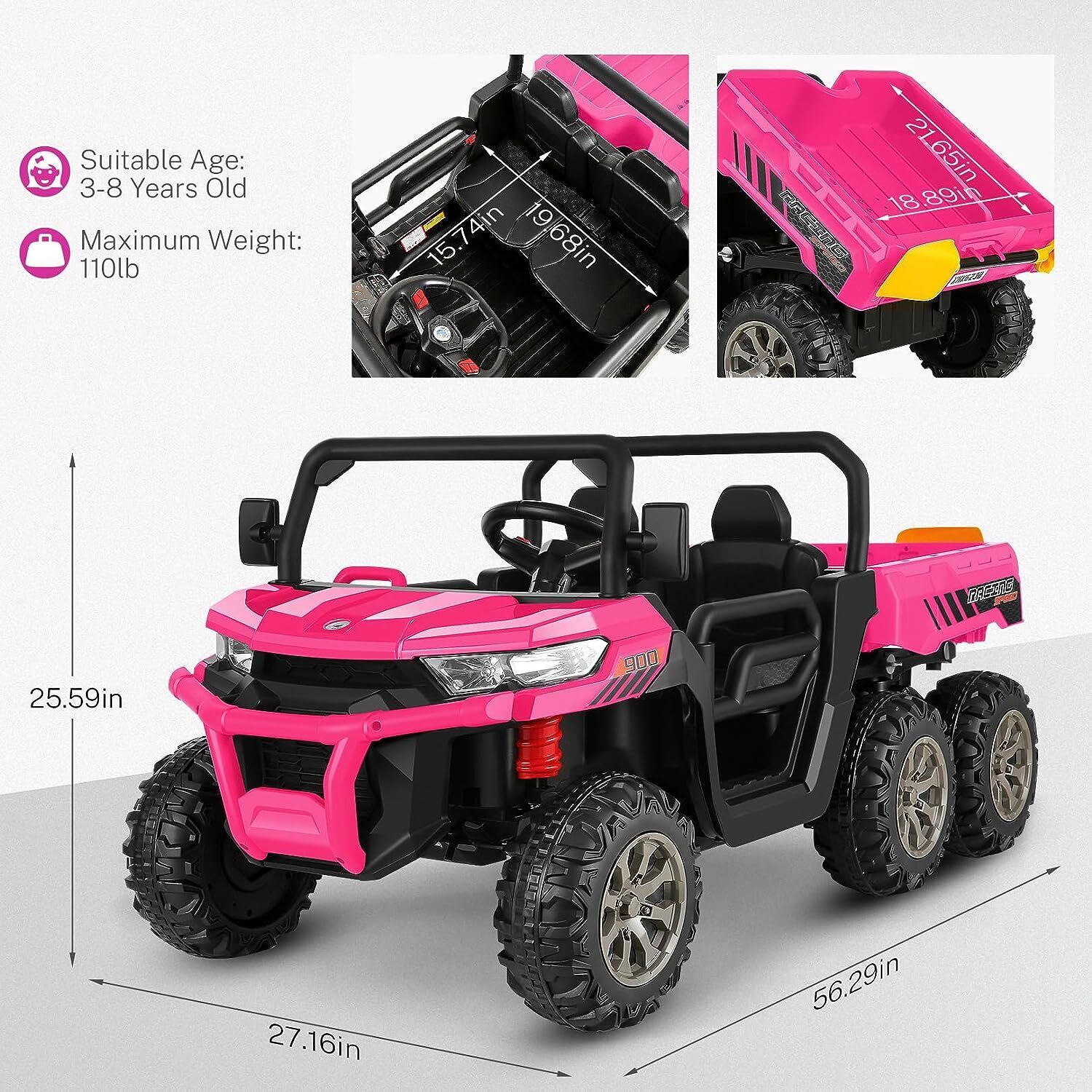 24V 4WD Kids Electric Car with Remote Control and Dump Bed - 2 Seater Ride-On Vehicle - Image 39