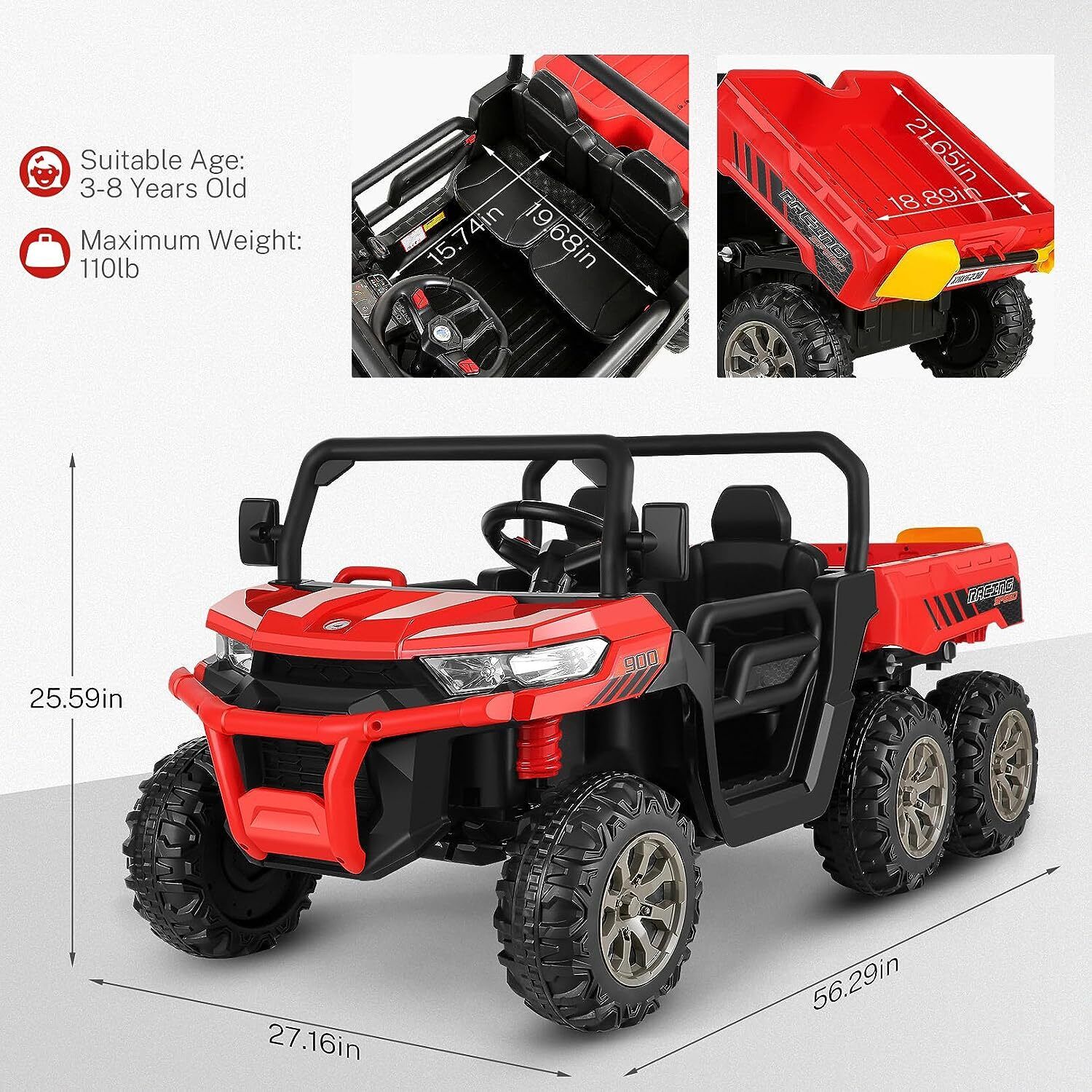 24V 4WD Kids Electric Car with Remote Control and Dump Bed - 2 Seater Ride-On Vehicle - Image 45