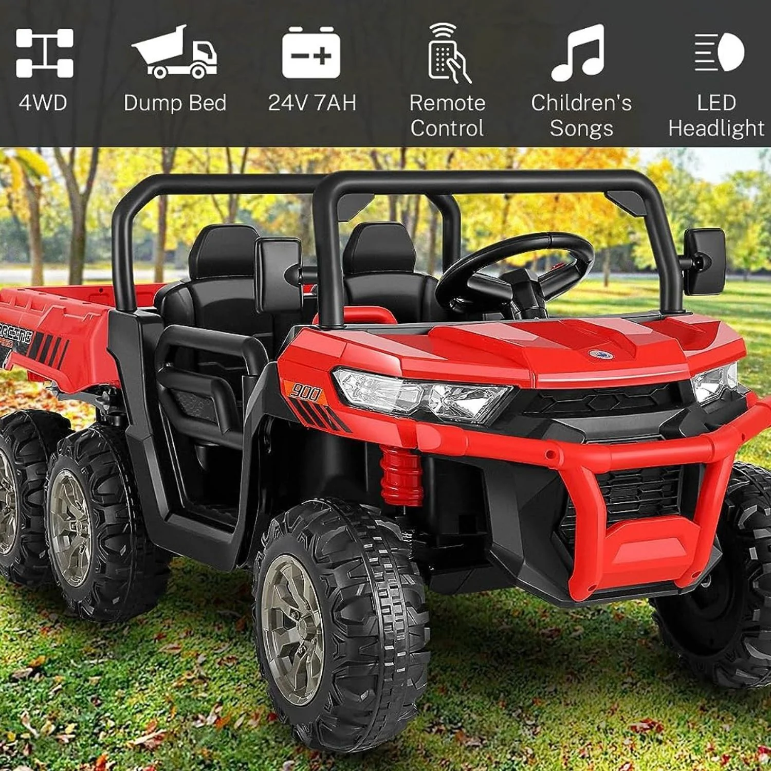24V 4WD Kids Electric Car with Remote Control and Dump Bed - 2 Seater Ride-On Vehicle - Image 5