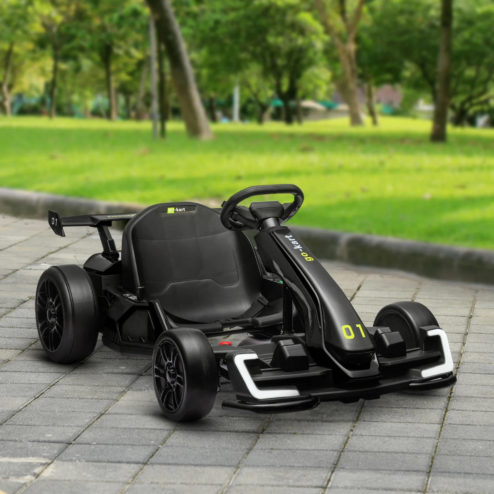 24V Electric Go-Kart with Adjustable Seat and 7.5 MPH Speed, Slow Start, Black - Image 9
