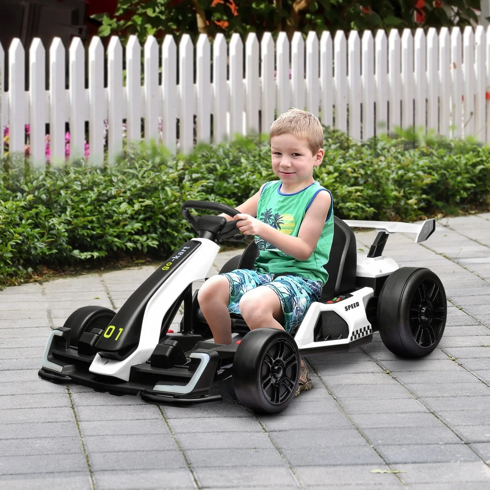 24V Electric Go-Kart with Adjustable Seat, Slow Start, and Music, 7.5 MPH - Image 12