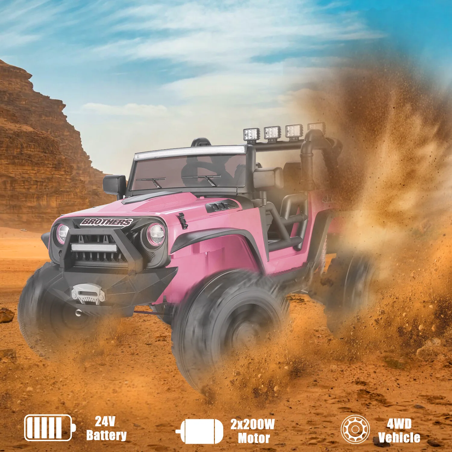 24V 9AH 2-Seater Kids Ride-On Truck Car with Remote Control, 3-Speed, Dual 200W Motors - Image 17