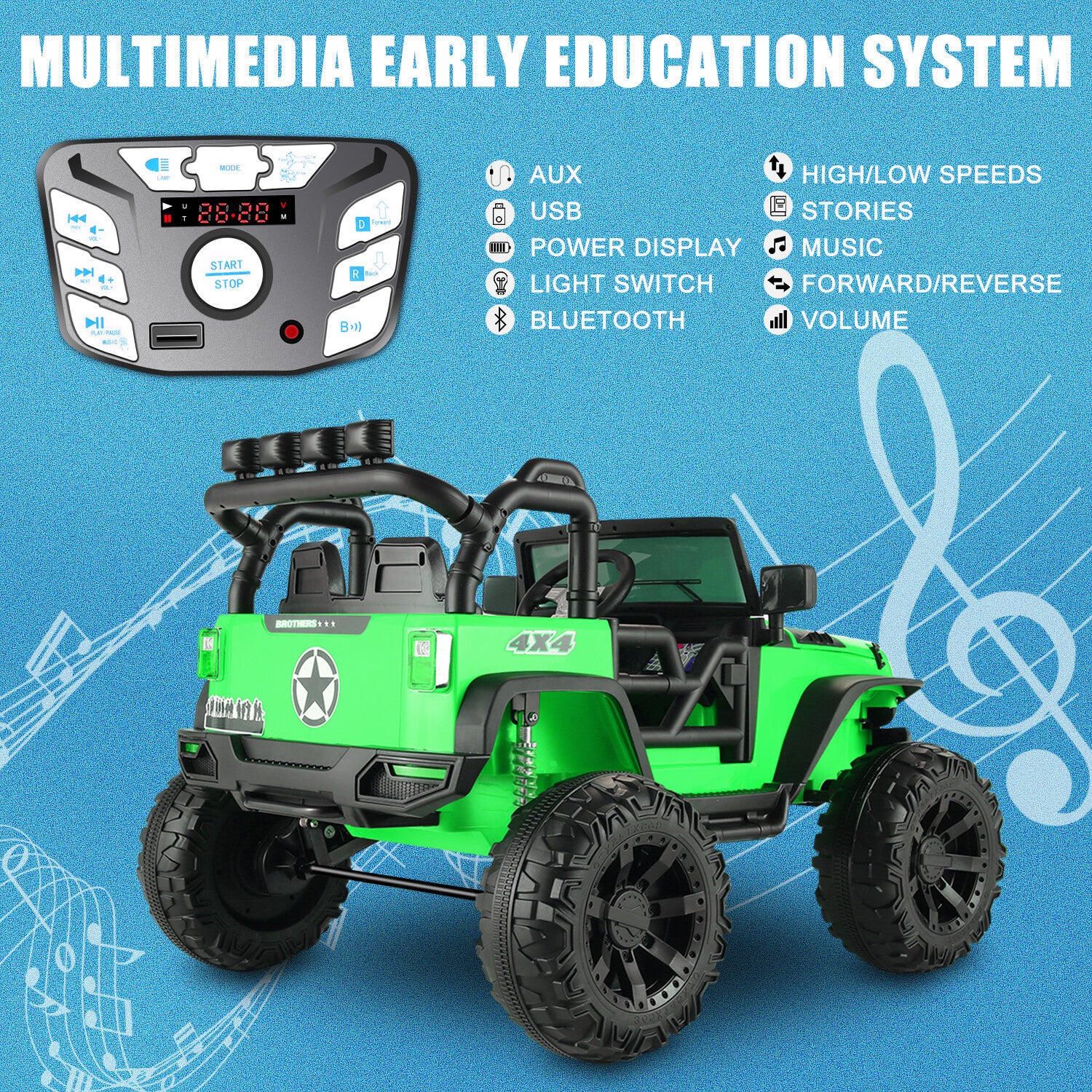 24V 9AH 2-Seater Kids Ride-On Truck Car with Remote Control, 3-Speed, Dual 200W Motors - Image 31