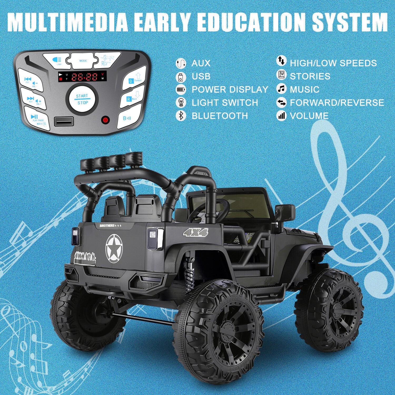 24V 9AH 2-Seater Kids Ride-On Truck Car with Remote Control, 3-Speed, Dual 200W Motors - Image 40