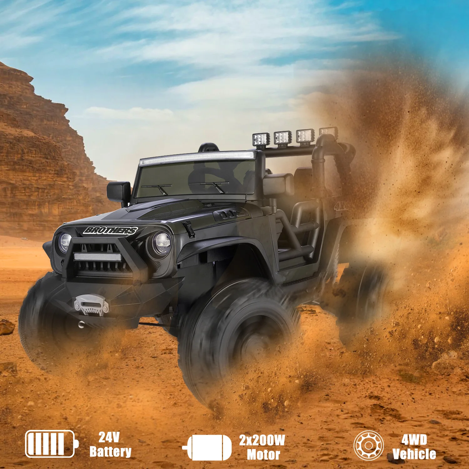 24V 9AH 2-Seater Kids Ride-On Truck Car with Remote Control, 3-Speed, Dual 200W Motors - Image 41