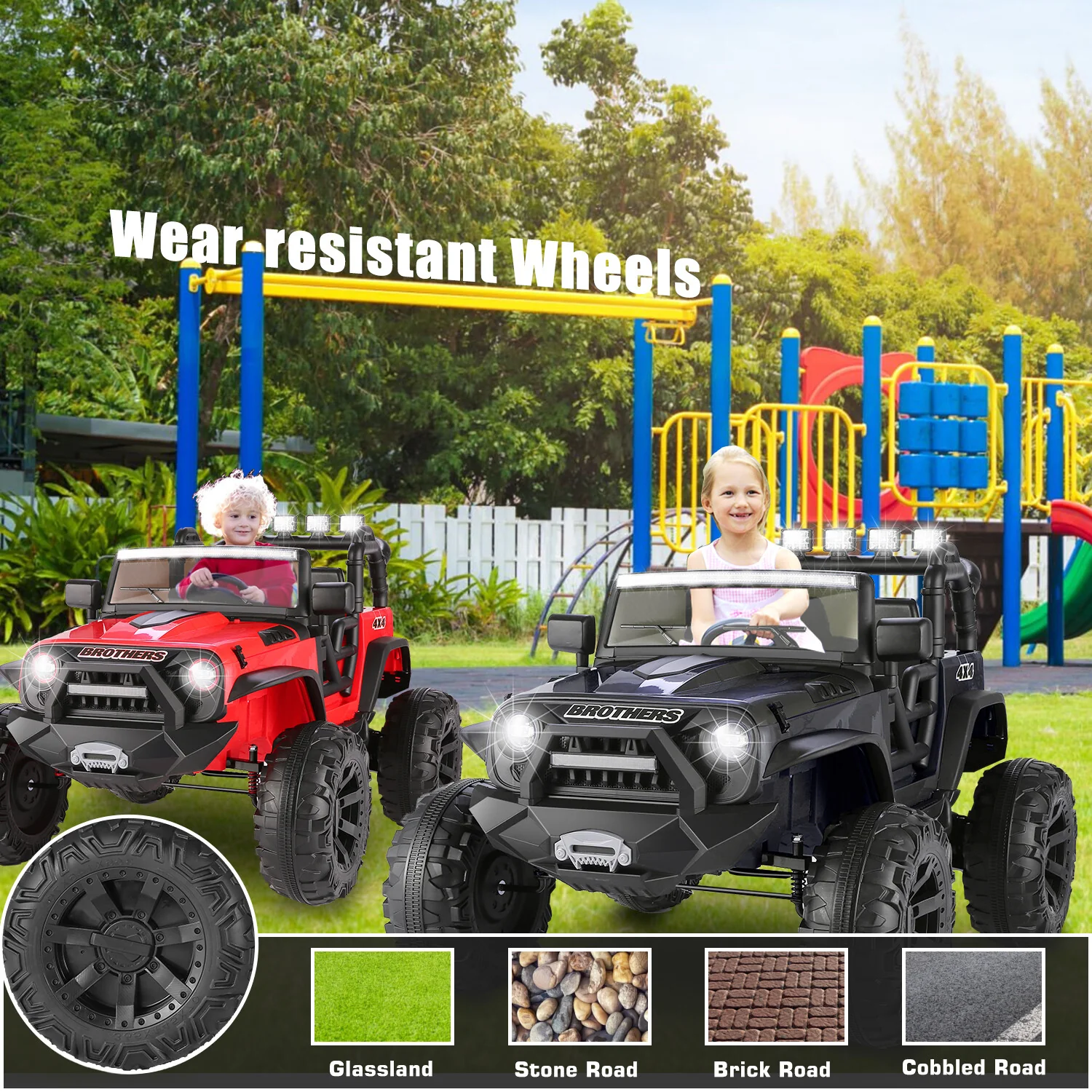 24V 9AH 2-Seater Kids Ride-On Truck Car with Remote Control, 3-Speed, Dual 200W Motors - Image 45
