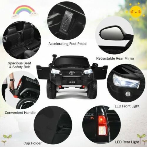 24V Authentic Toyota Hilux Electric Ride-On Truck 2-Seater 4x4 with Remote Control - Jet Black - Image 4