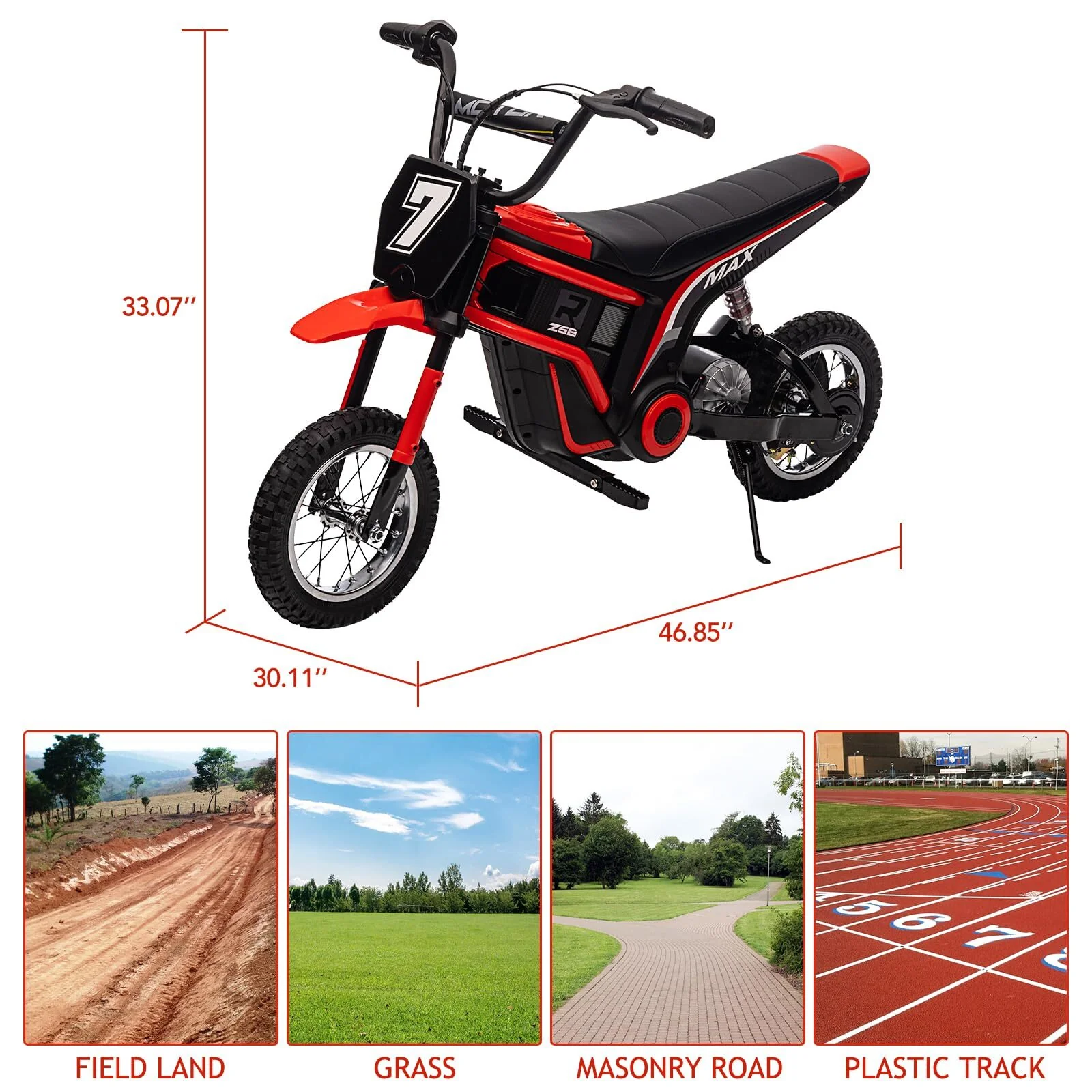 24V Kids Electric Ride-On Dirt Bike with LED Lights Off-Road Motocross Motorcycle Toy - Image 11
