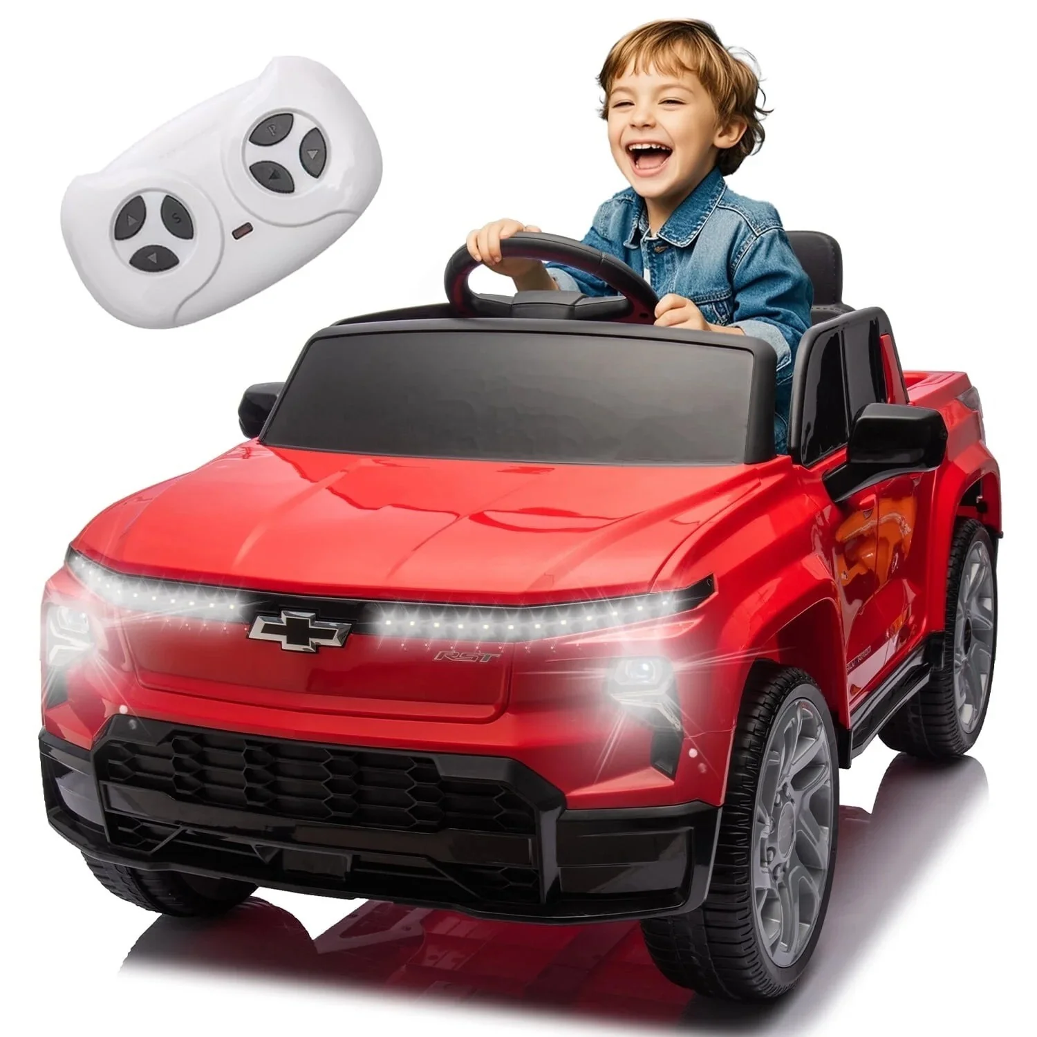 24V Licensed Chevrolet Silverado Kids Electric Ride-On Truck with Remote Control Red