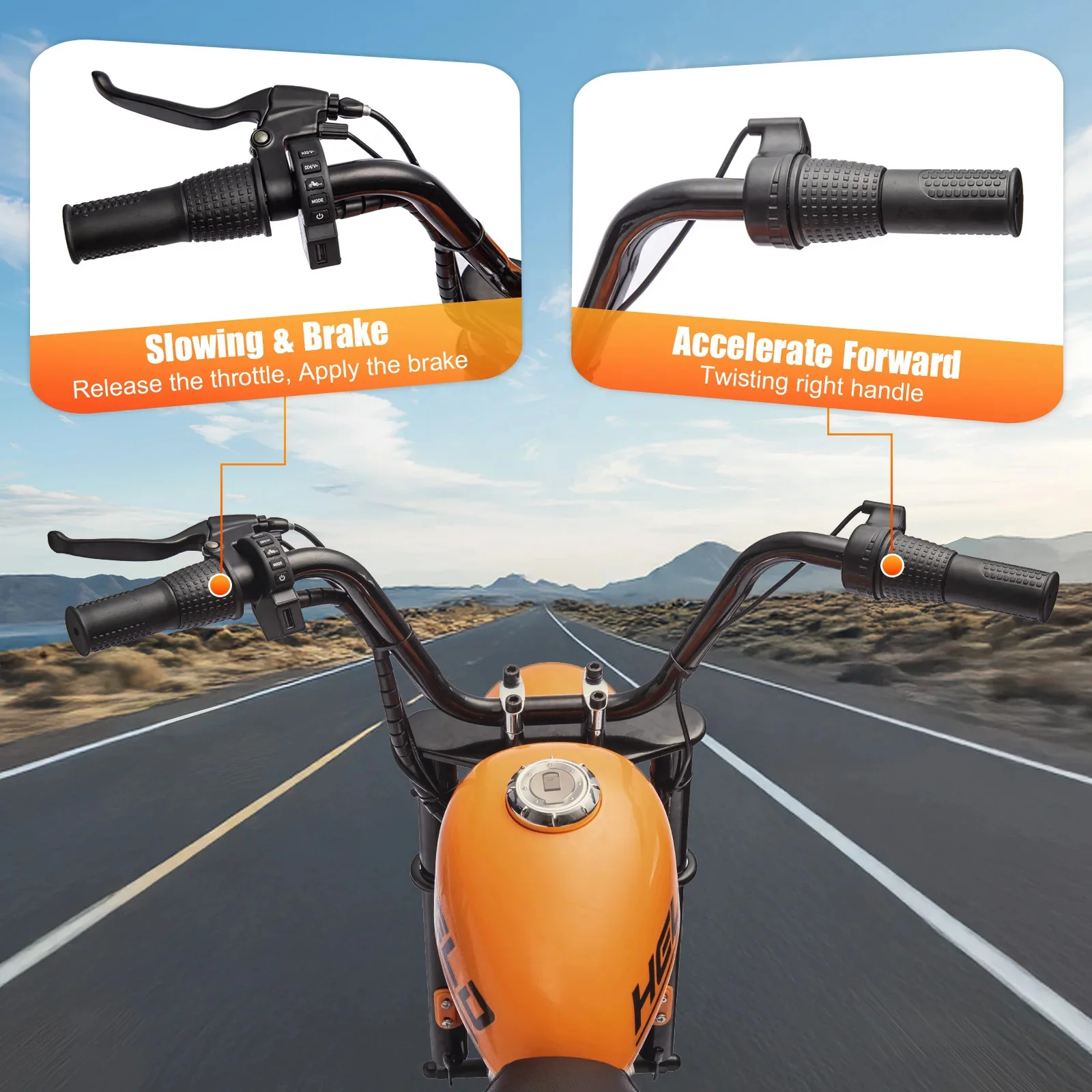 24V Electric Dirt Bike for Kids 8+ Two-Wheel Motorcycle with Handbrake - Image 3