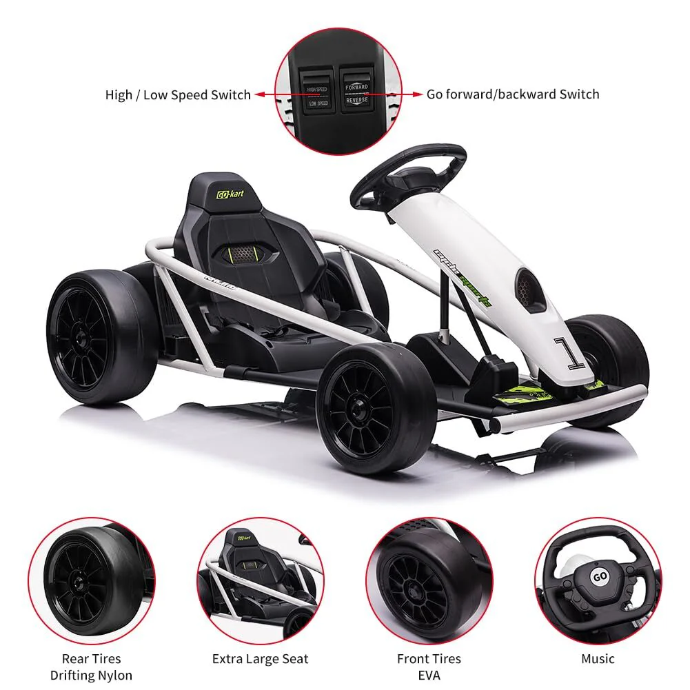 24V Electric Ride-On Go Kart for Kids 8-12 with Dual 300W Motors Racing Toy - Image 4
