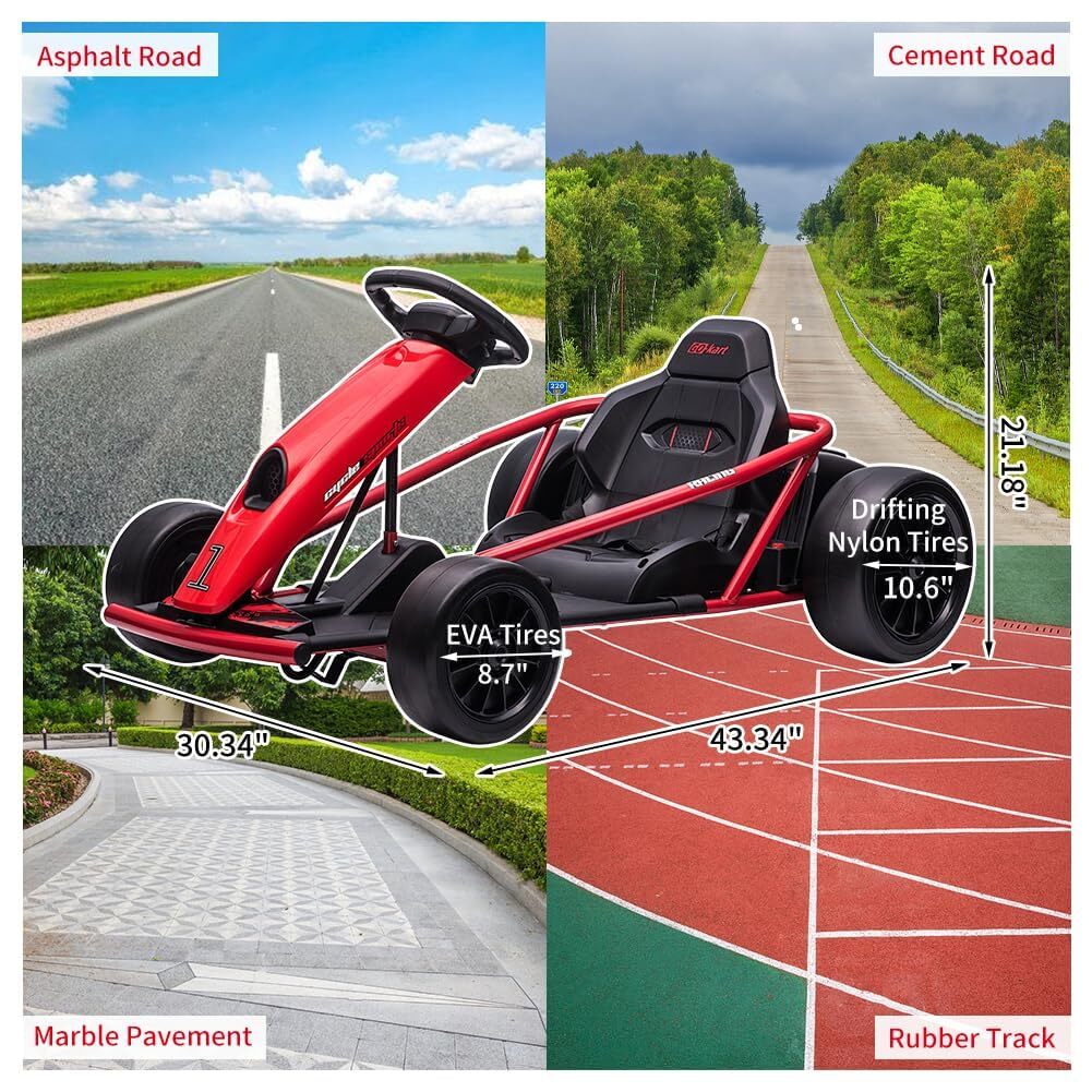 24V Electric Go-Kart for Kids High-Speed Drifting Ride-On Racing Car Toy - Image 24